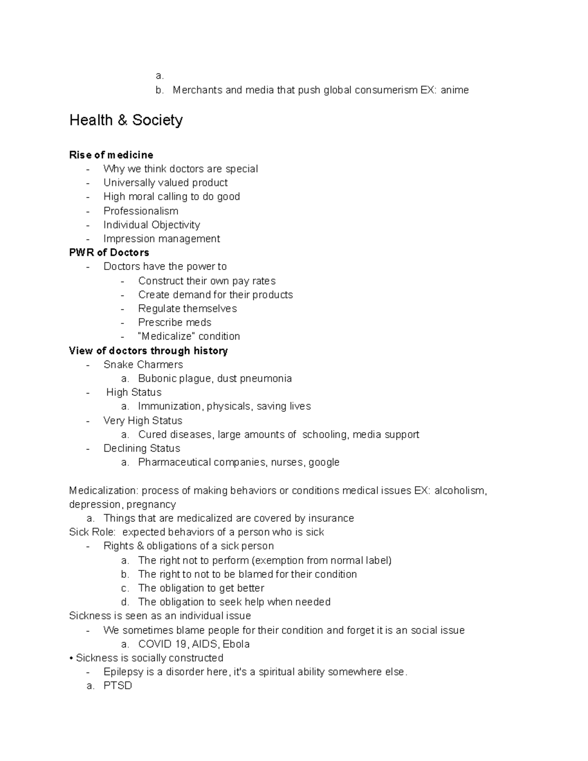 Sociology 11 - lecture notes - a. b. Merchants and media that push ...