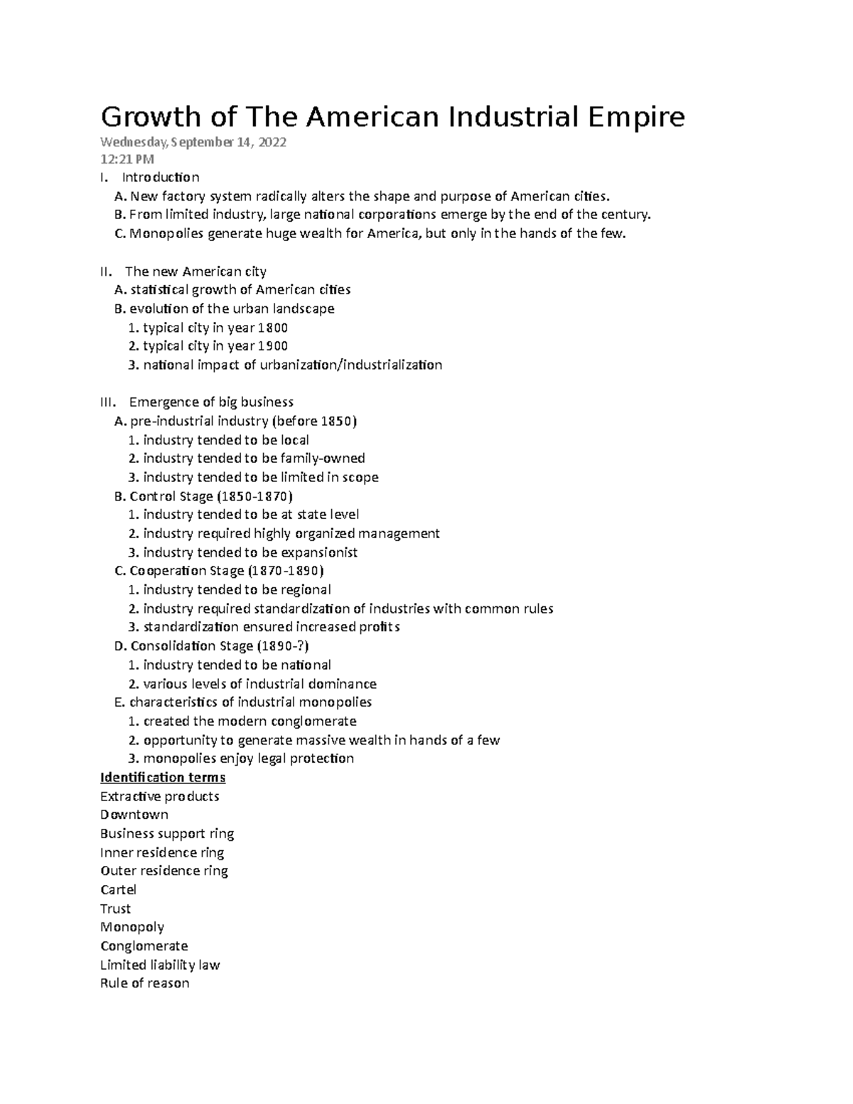 Growth of The American Industrial Empire Growth of The American Industrial Empire Wednesday