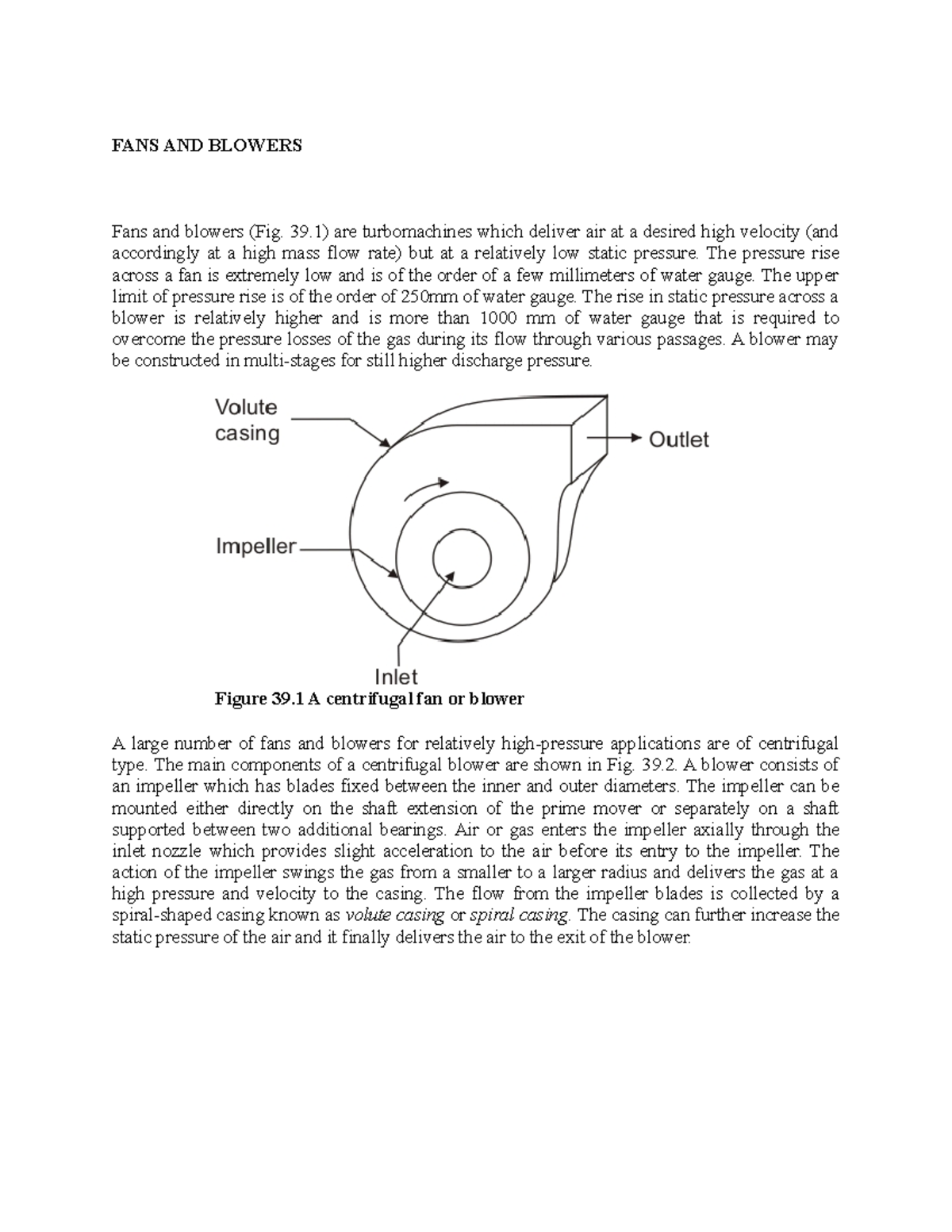 FANS AND Blowers Preparatory Lecture for taking Fluid Machinery