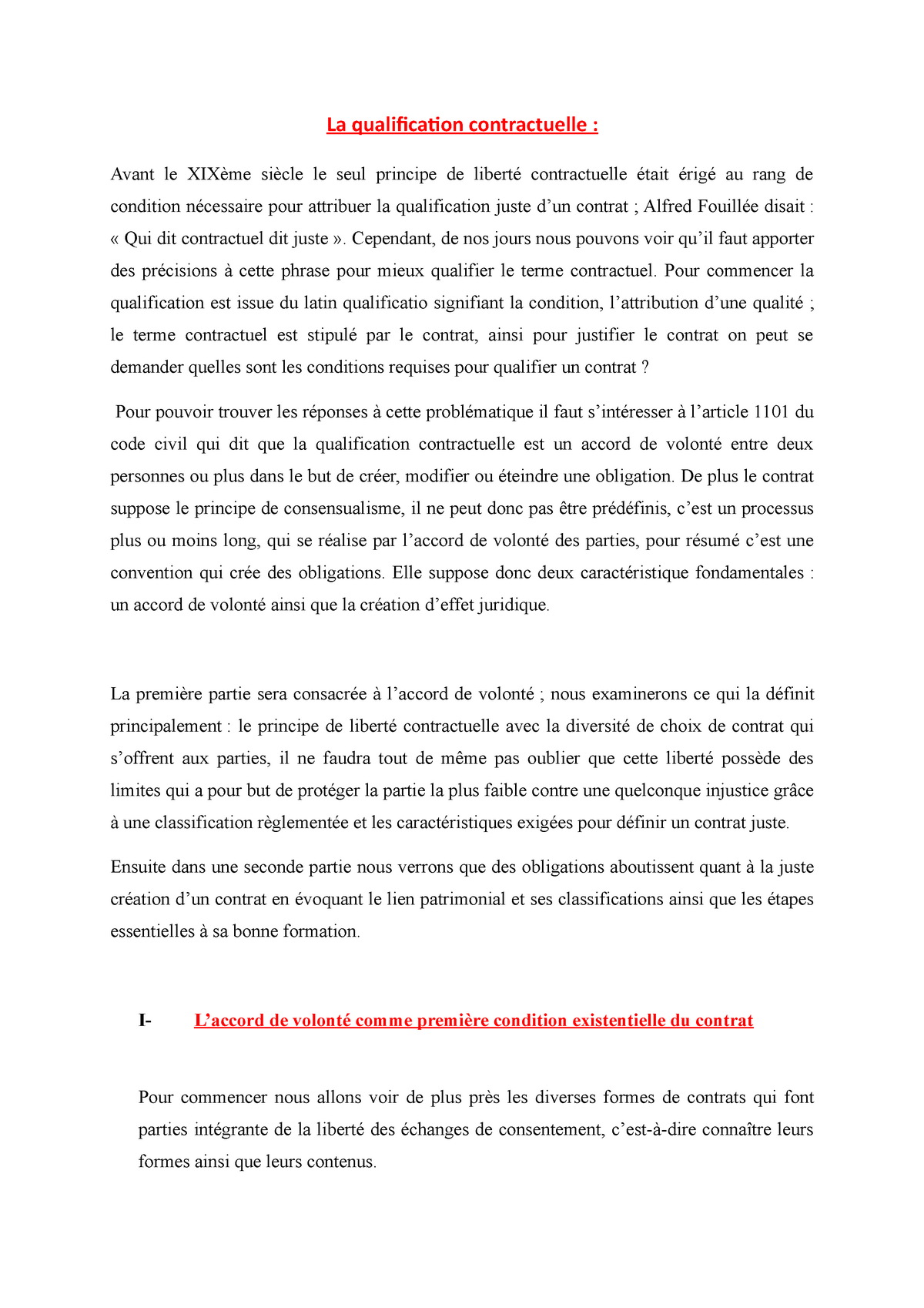 exemple dissertation droit des obligations