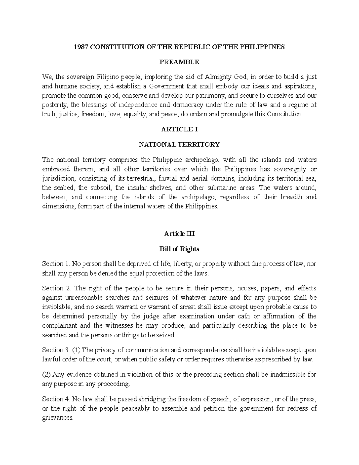 What Is The Meaning Of Preamble Of The 1987 Philippine Constitution