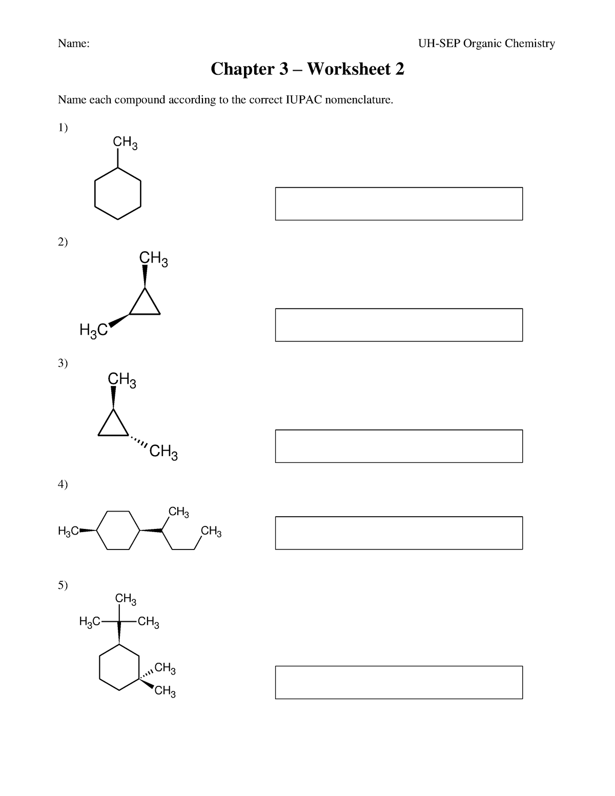 cyclonomenclature - Chapter 3 – Worksheet 2 Name each compound ...