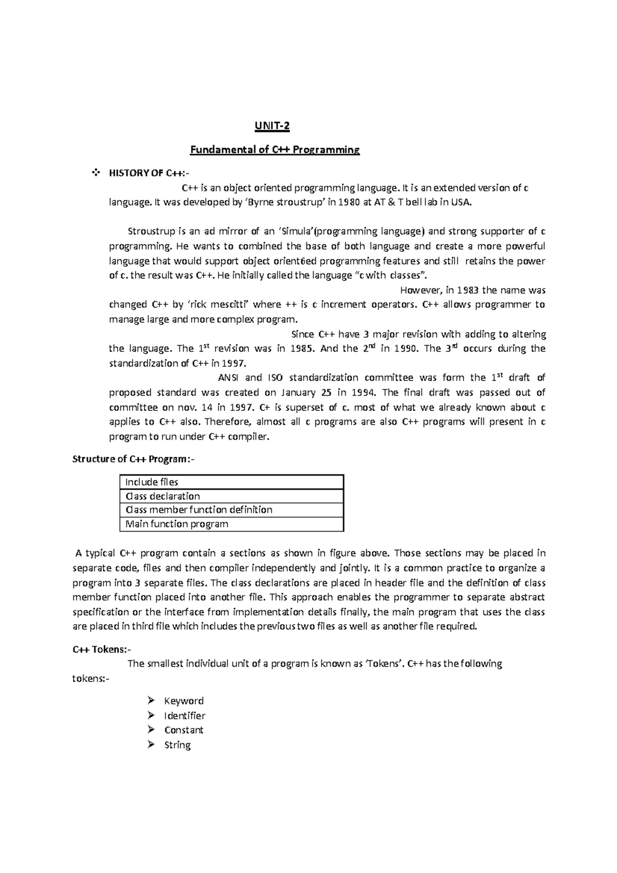 5f23fb0b0271c202007 31110547 UNIT2c++ - UNIT- Fundamental of C++ ...