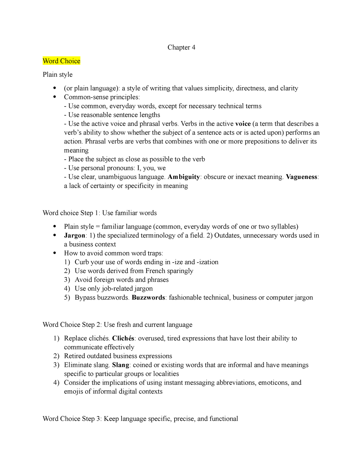 comm-205-chapter-4-notes-chapter-4-word-choice-plain-style-or-plain