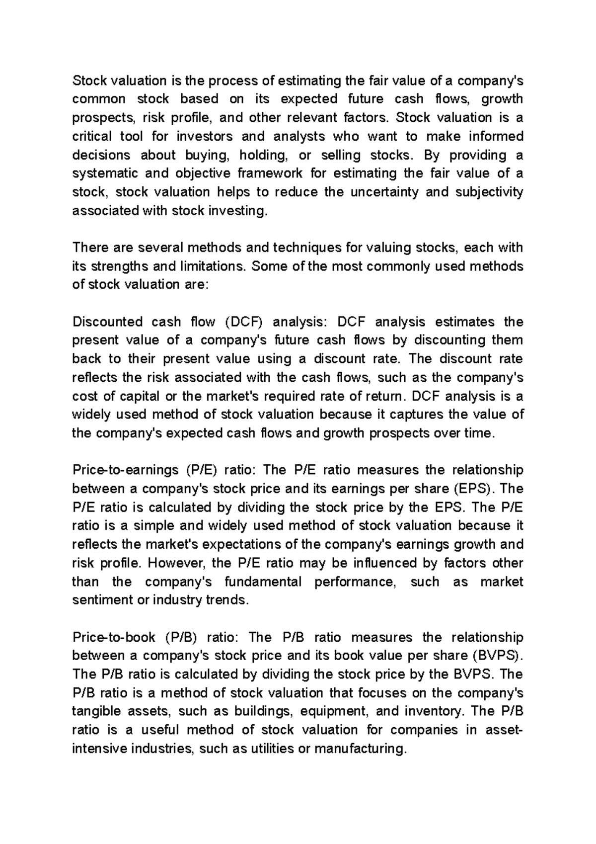 Lecture Notes Stock Valuation Fundamentals of Finance - Stock valuation ...