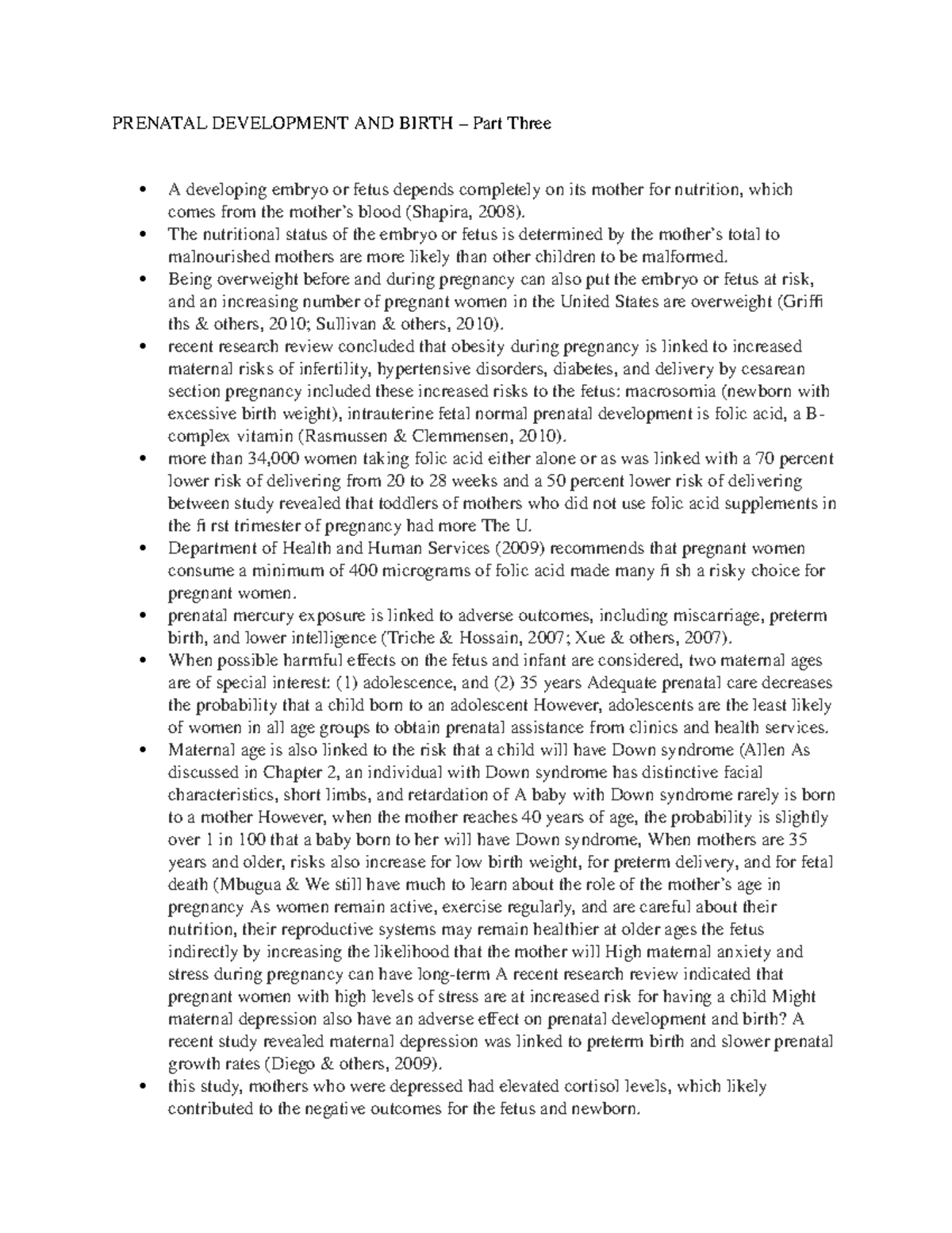 Prenatal Development AND Birth – Part Three - PRENATAL DEVELOPMENT AND ...