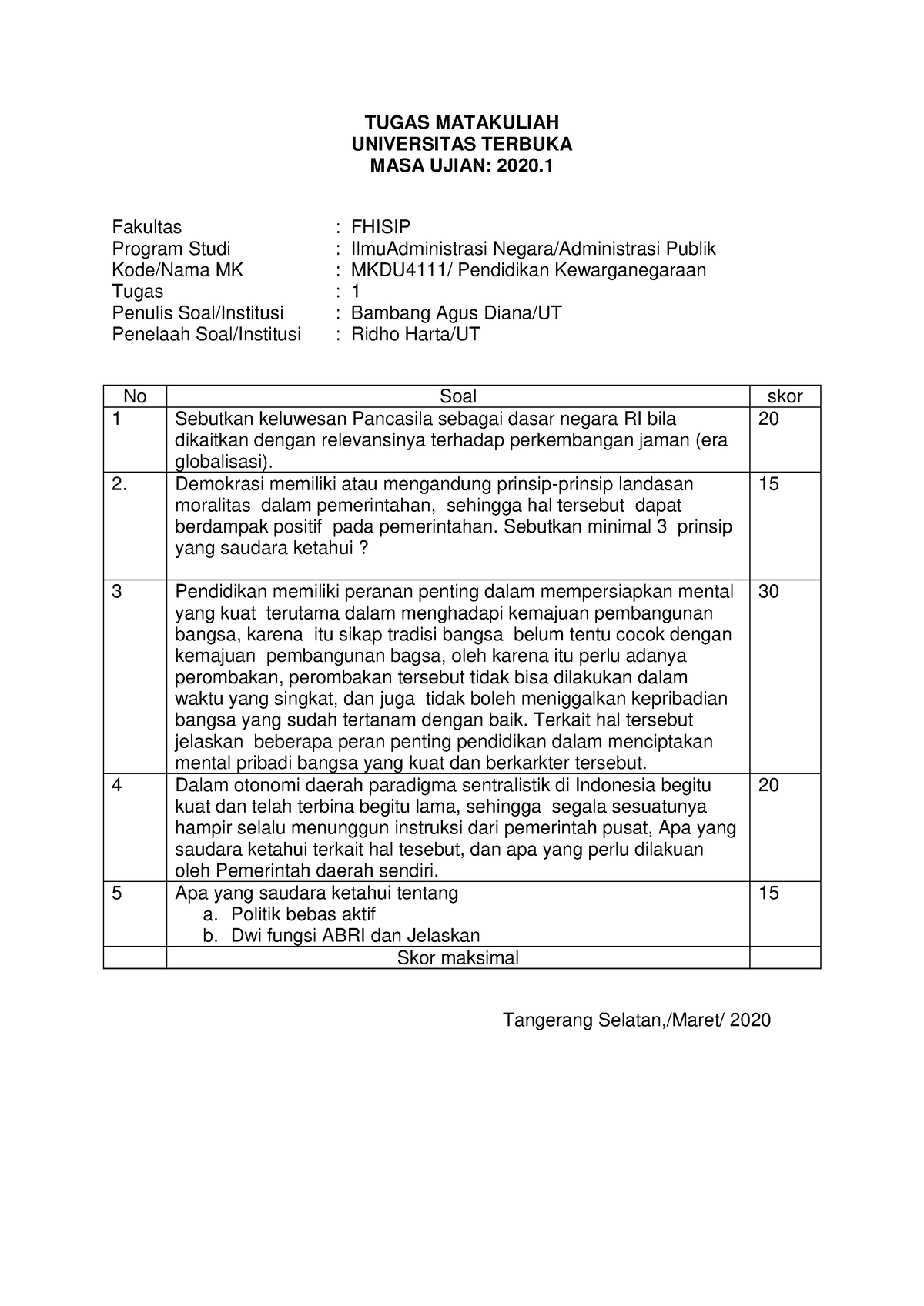 Naskah MKDU4111 Tugas 1 - TUGAS MATAKULIAH UNIVERSITAS TERBUKA MASA ...