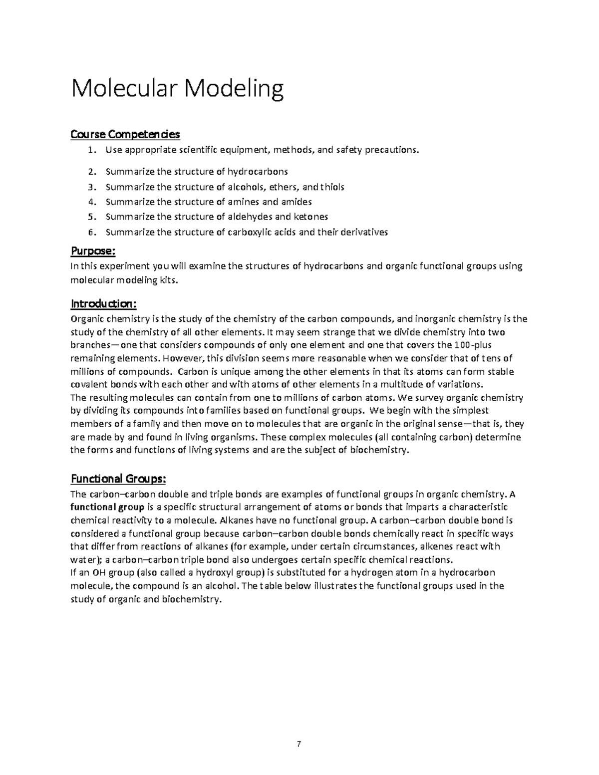 Molecular Models, Isomers and Functional Groups - Molecular Modeling ...