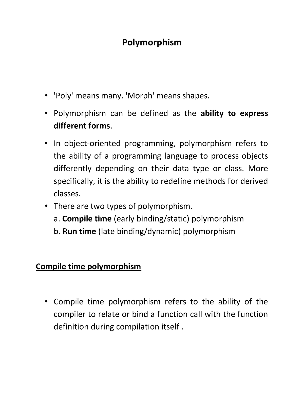 Computer Science Polymorphism - Polymorphism 'Poly' Means Many. 'Morph ...