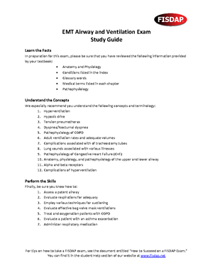 Emt Airway Exam Study Guide For Airway For Tips On How To Take A Fisdap Ex You Can Find It In The Studocu