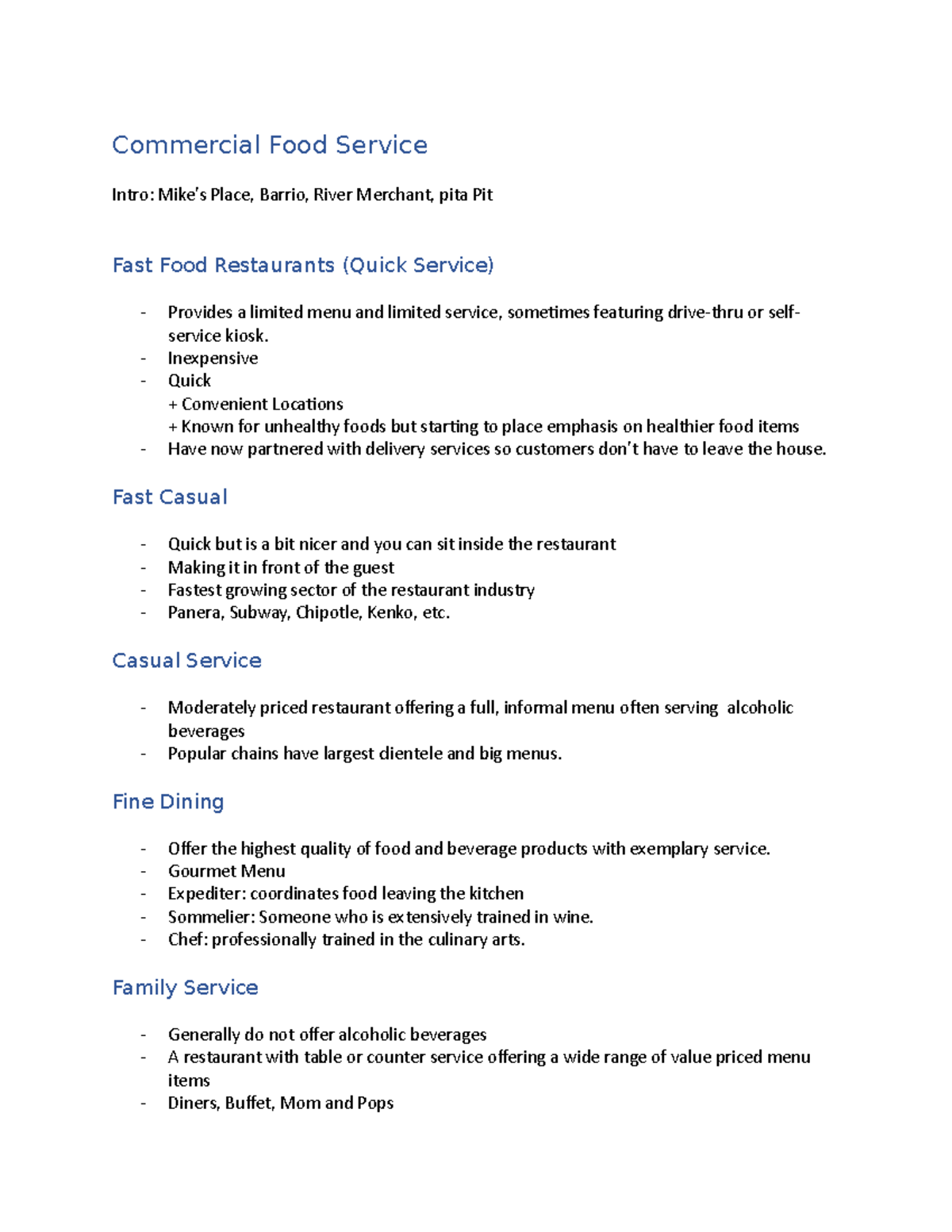 Commercial Food Service - Commercial Food Service Intro: Mike’s Place ...