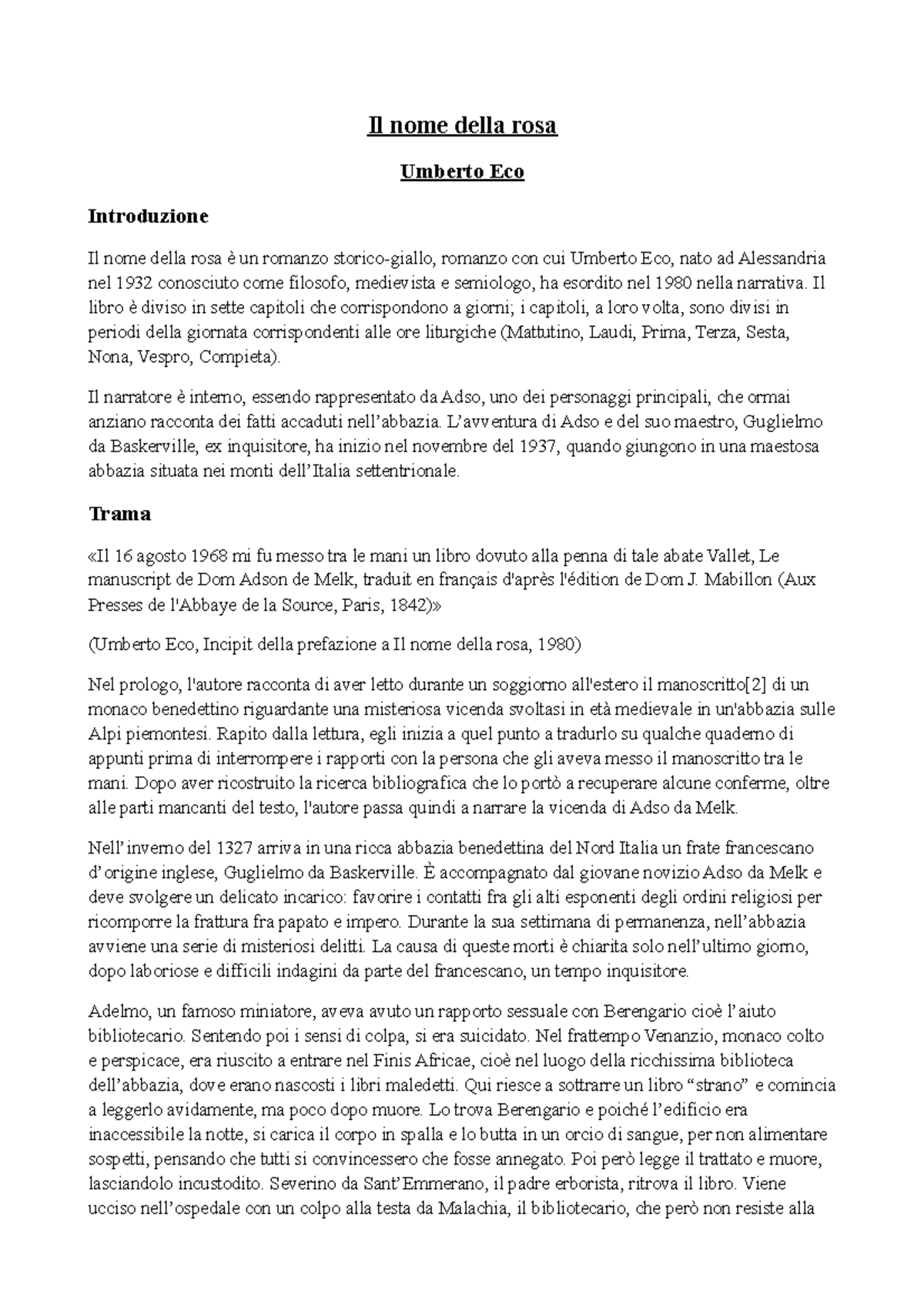 il nome della rosa pdf