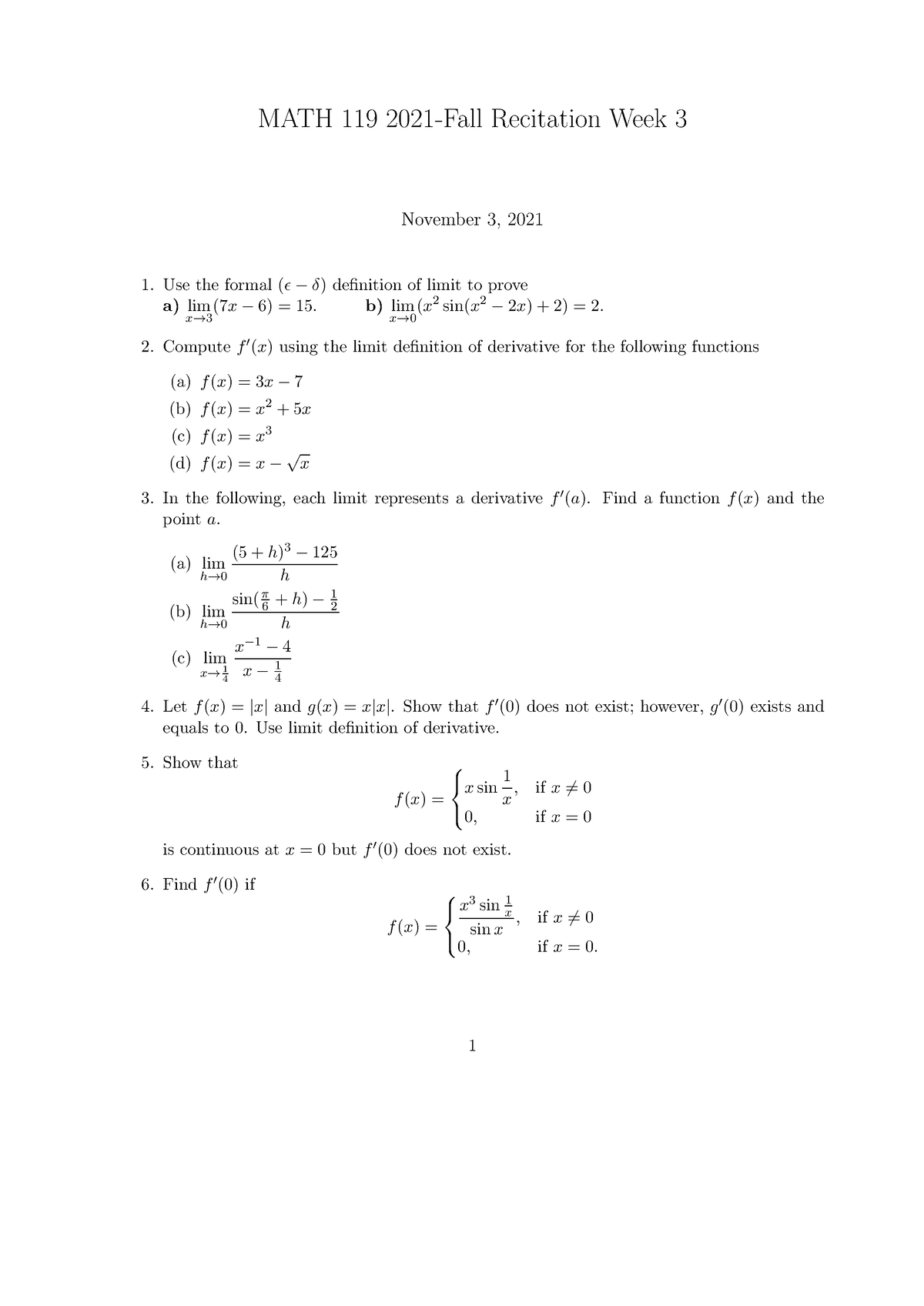 MATH119 2021-1 Recitation Problems - Week 03 - MATH 119 2021-Fall ...