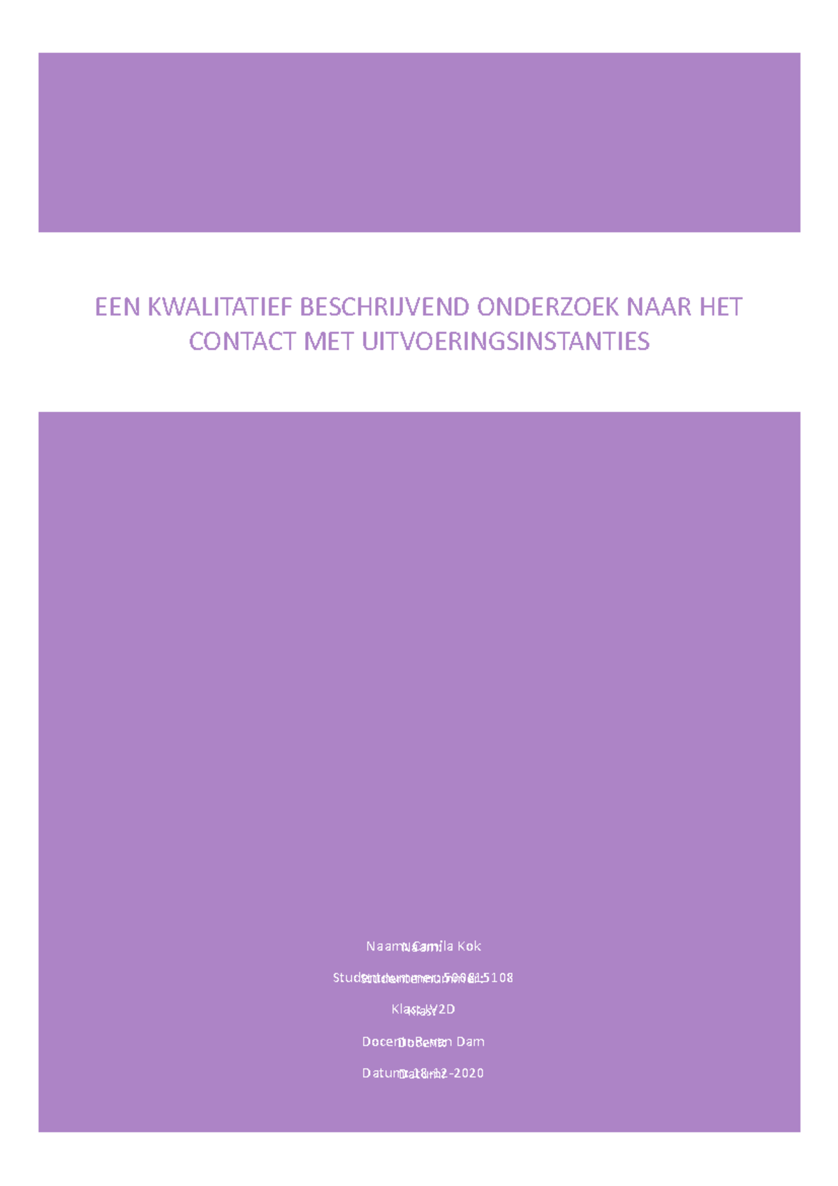 Onderzoek Cijfer 6,5 EEN KWALITATIEF BESCHRIJVEND ONDERZOEK NAAR HET CONTACT MET Studeersnel