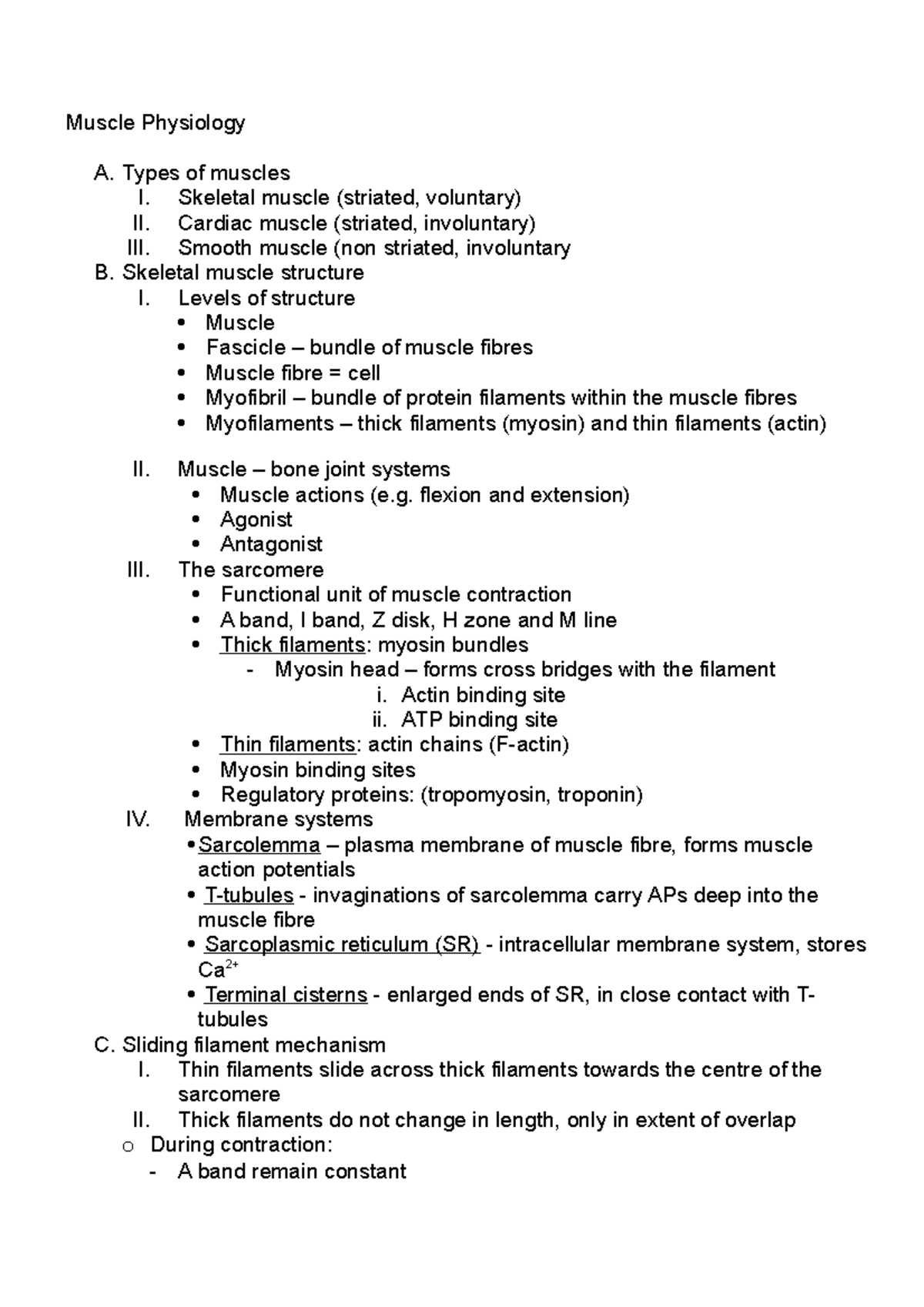 Muscle Physiology - Lecture notes 1 - Muscle Physiology A. Types of ...