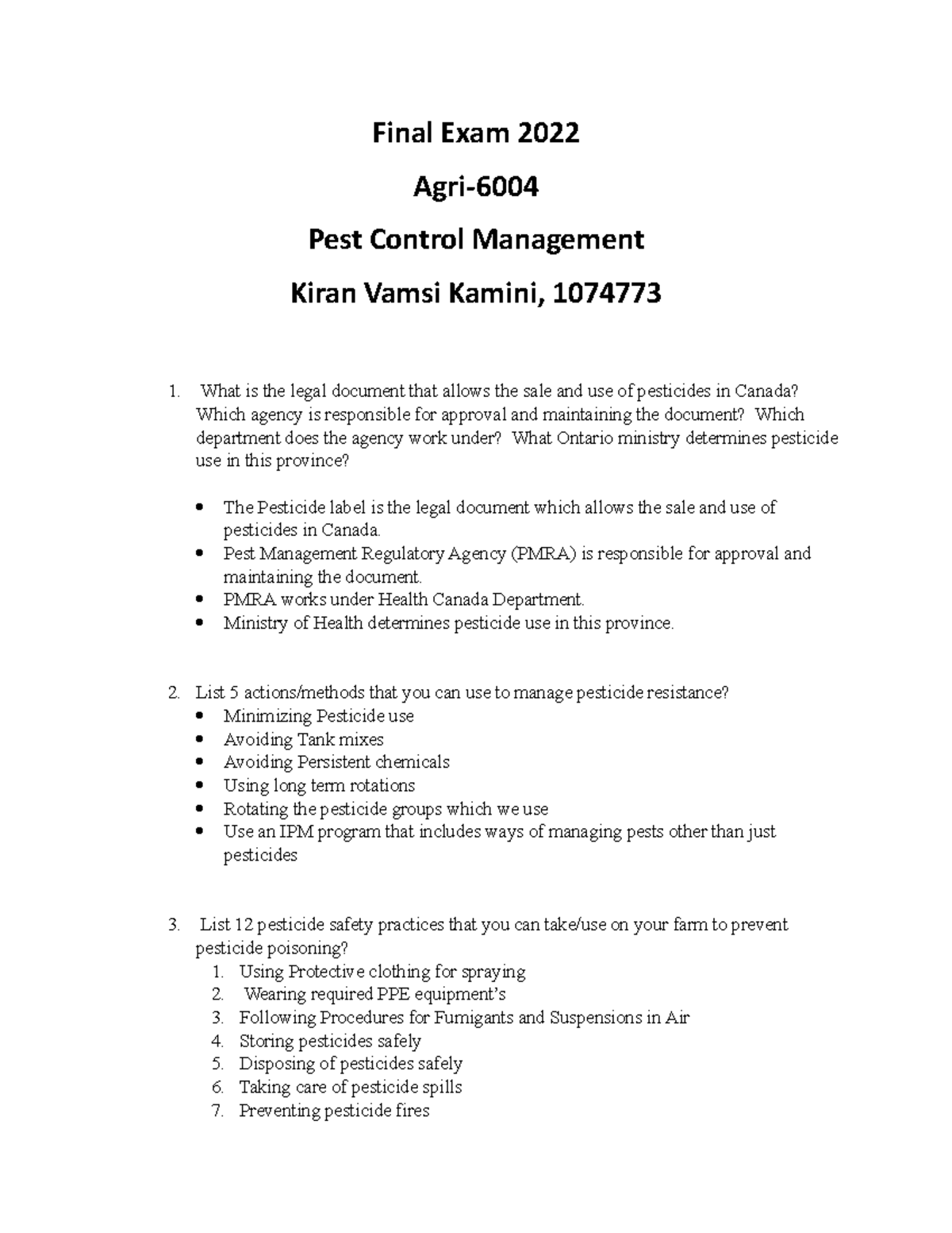 Final exam pest management Final Exam 2022 Agri Pest Control