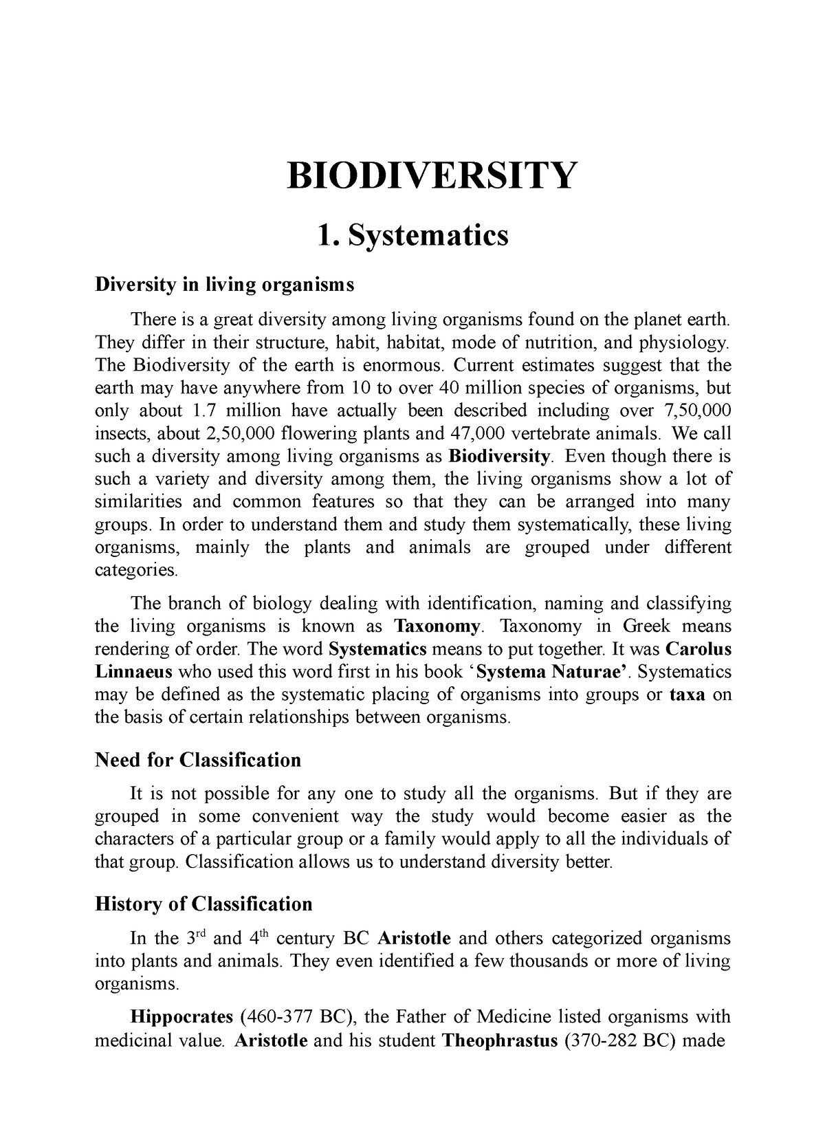 essay about diversity in living organisms