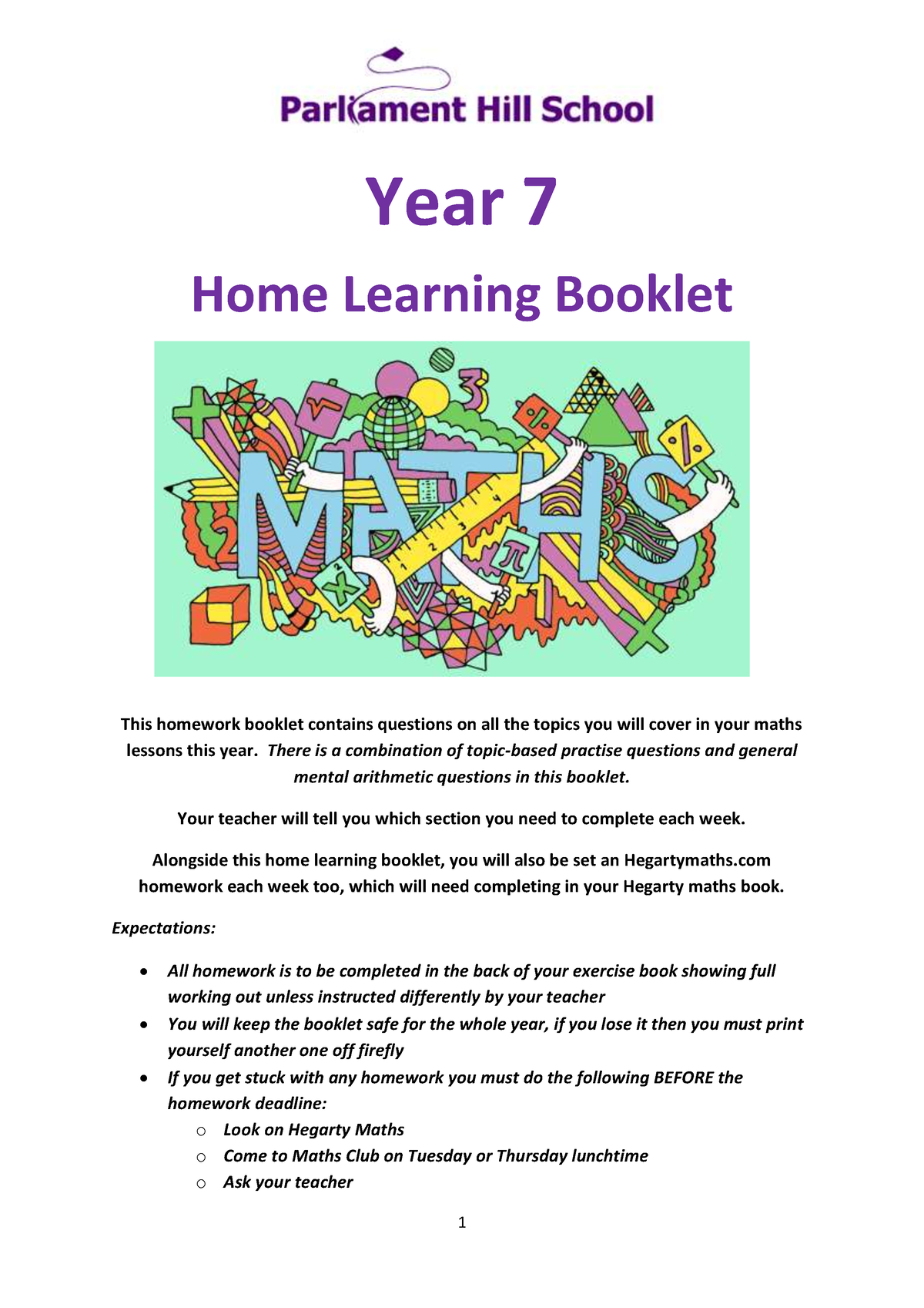 year 7 english homework booklet pdf