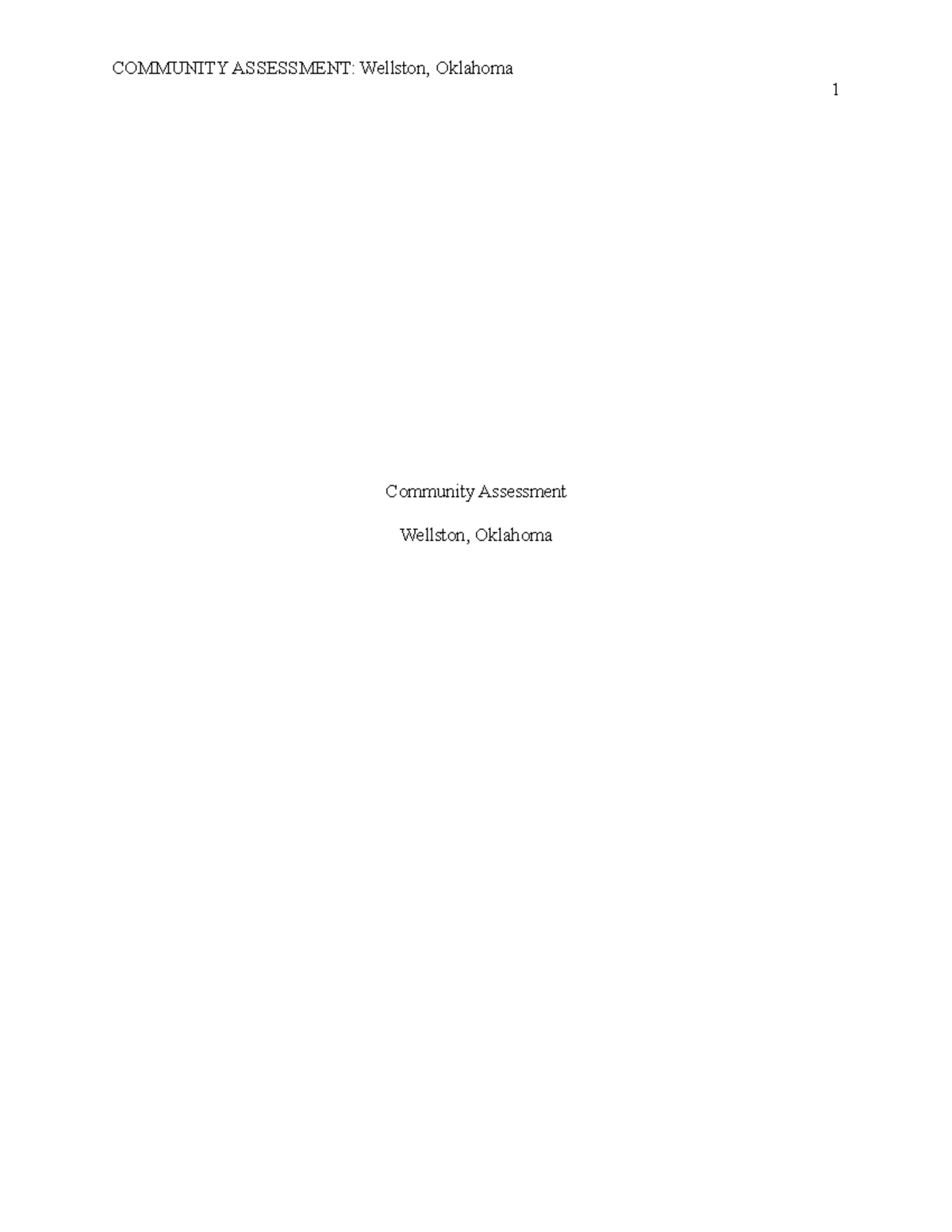 Sample CA Paper - This is a community health project assignment. - 1 ...