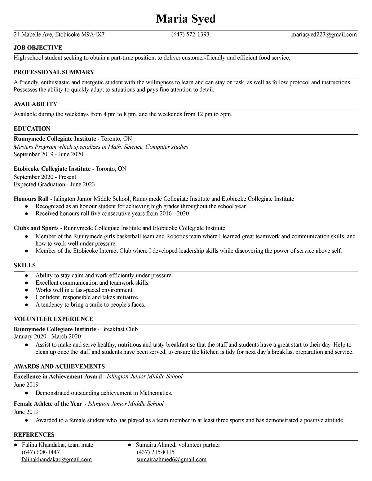 resume help etobicoke