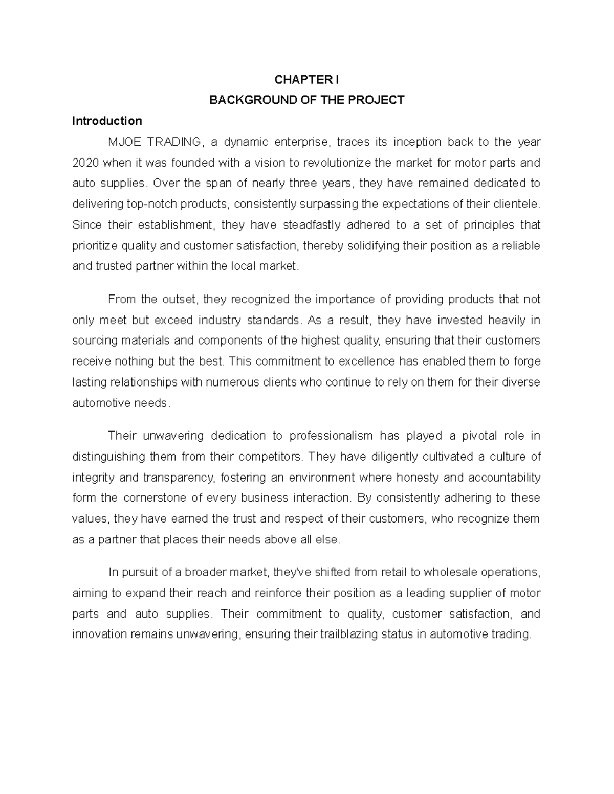 POS Project Chapter 1 - CHAPTER I BACKGROUND OF THE PROJECT ...