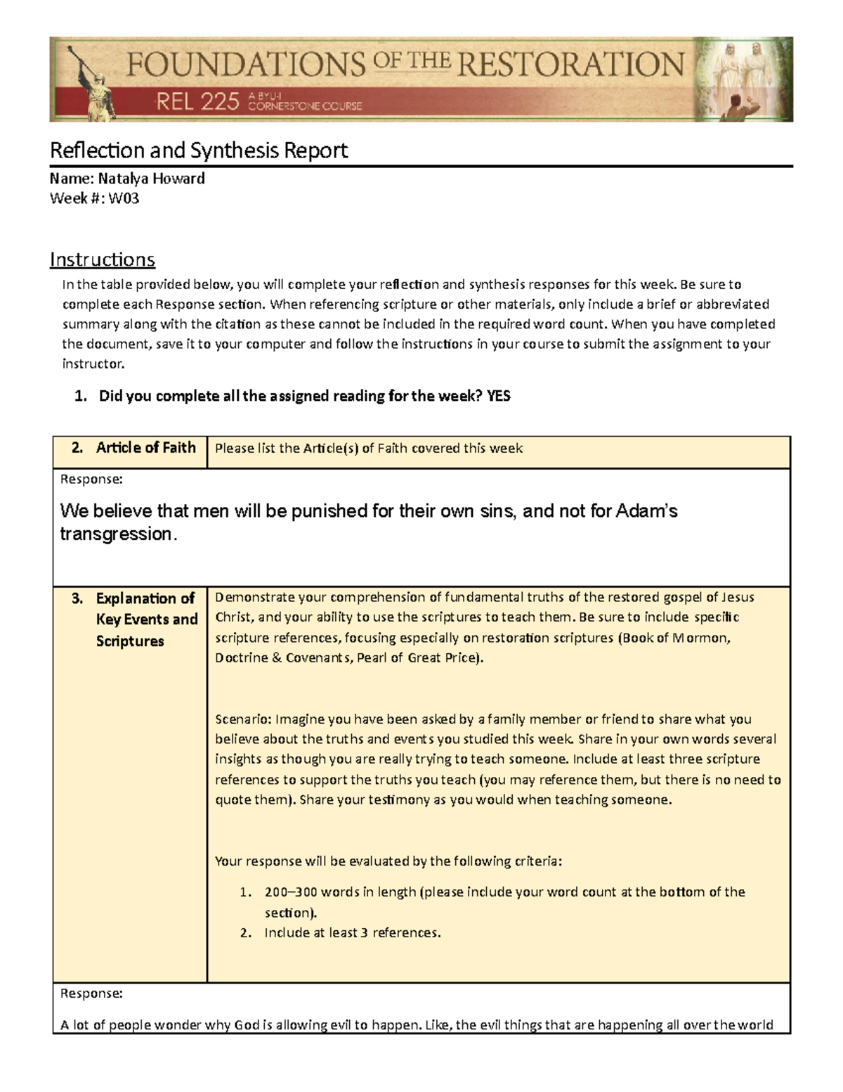 Reflection And Synthesisweek 3 - Reflection And Synthesis Report Name ...