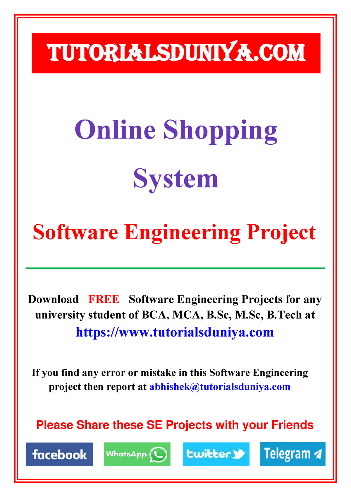 online shopping system project