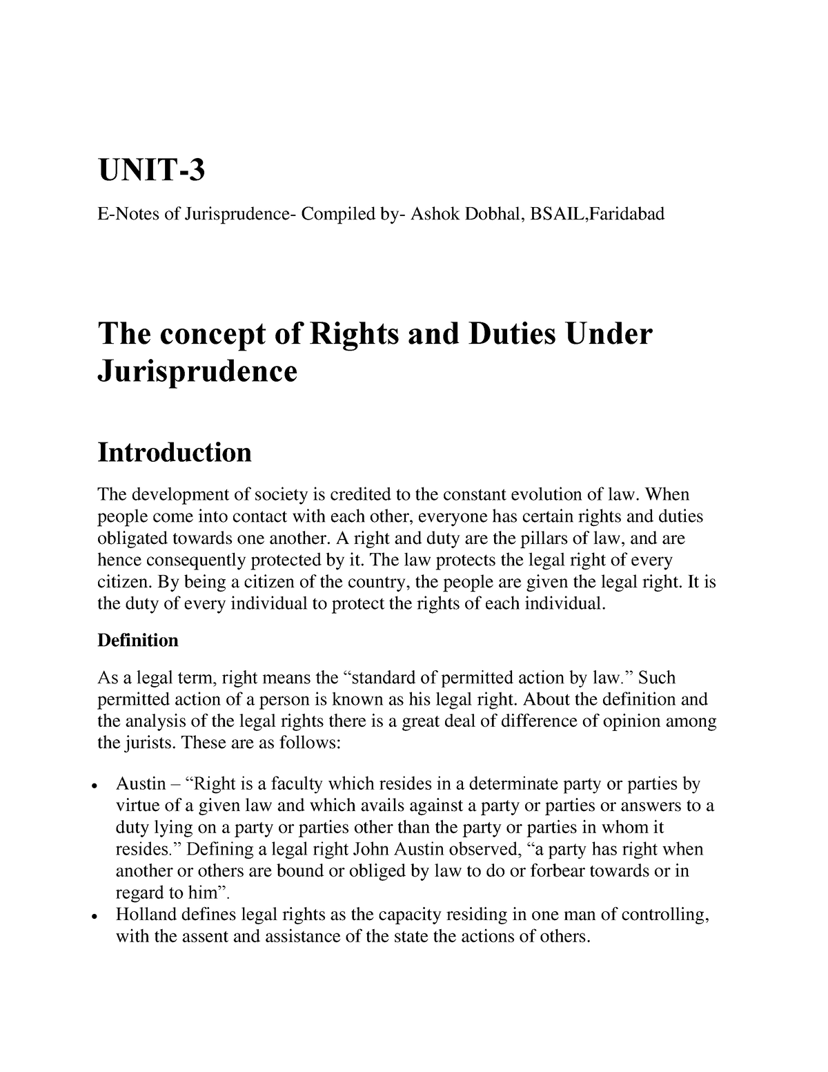 Unit 3 Jurisprudence - Lecture Notes - UNIT- 3 E-Notes Of Jurisprudence ...