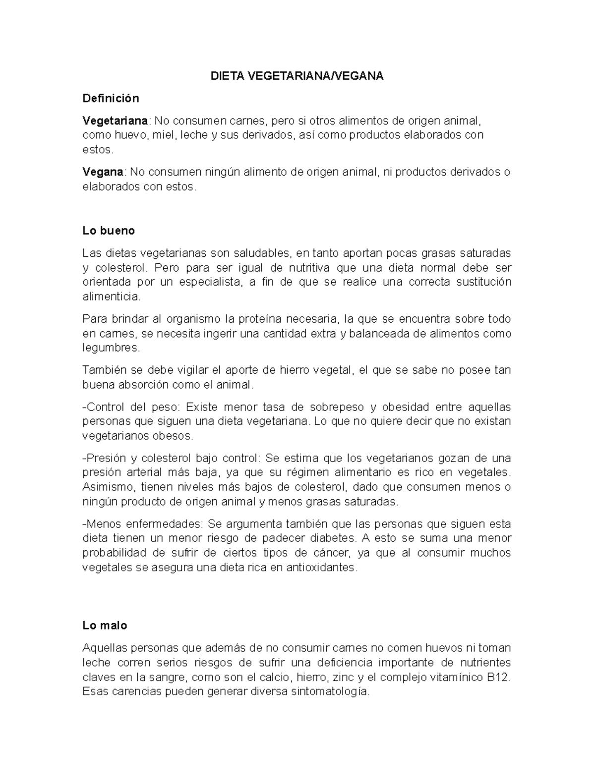Dieta vegetariana balanceada definicion