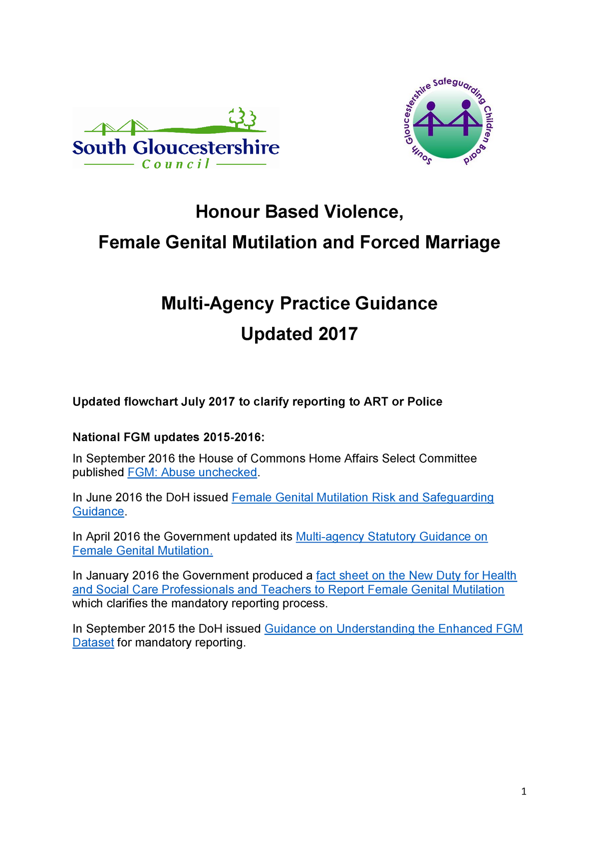 HBV FGM FM Guidance 2017 - Honour Based Violence, Female Genital ...