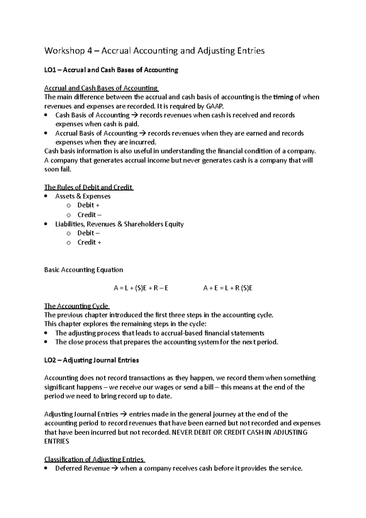 Workshop 4 – Accrual Accounting and Adjusting Entries - 022107 - Studocu