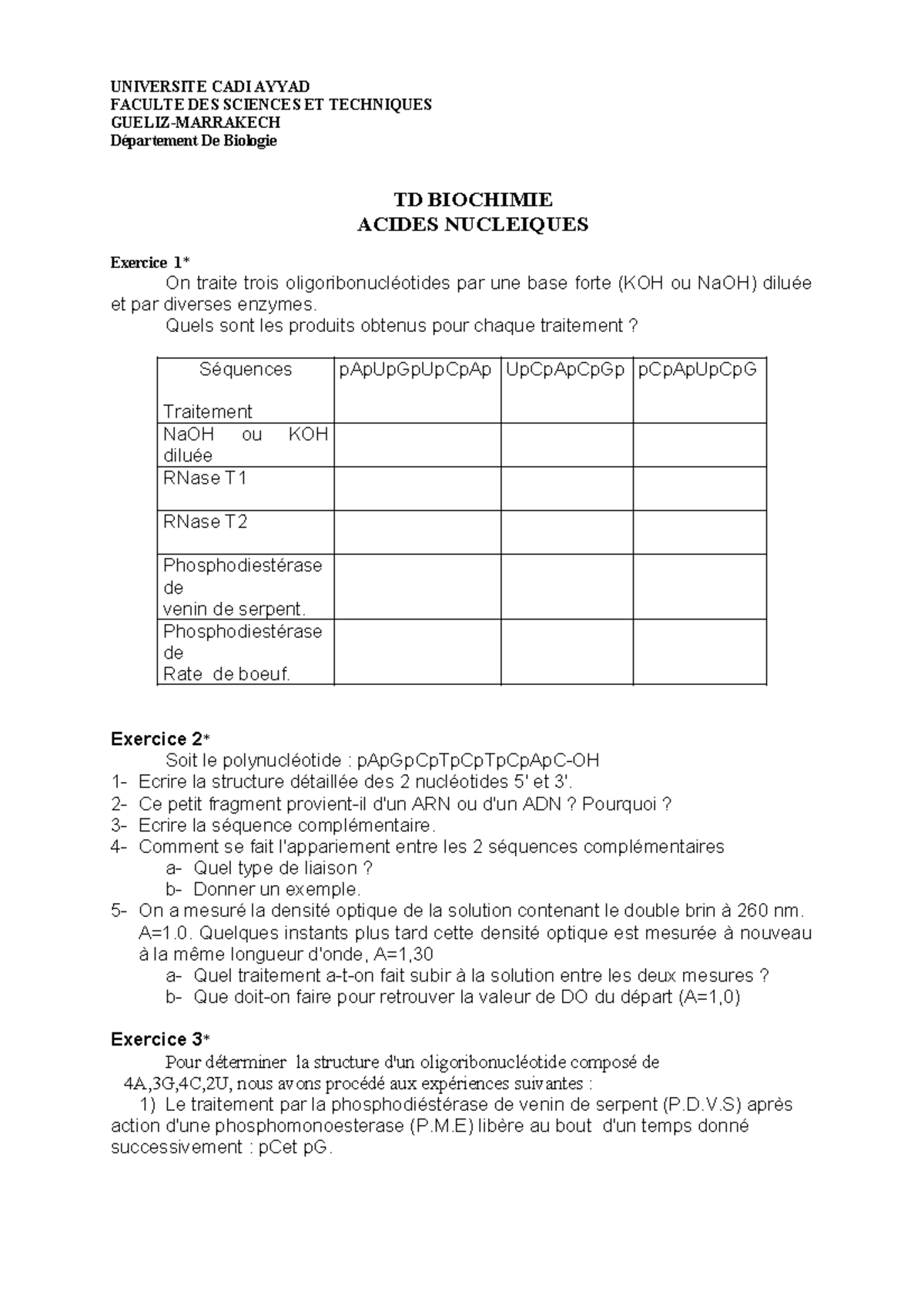 TD4 Ac Nucleique TC BCG S4 2021 - UNIVERSITE CADI AYYAD FACULTE DES ...