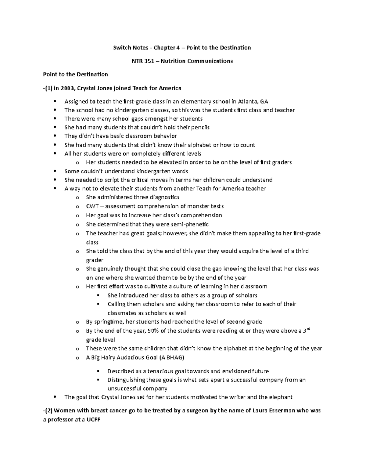 Switch Notes Chapter 4 Point to the Destination Switch Notes Chapter 4 Point to the