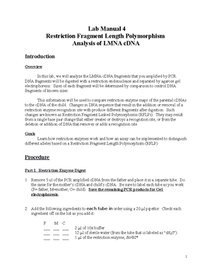 Lab Manual 2 - Plasmid DNA Isolation and c DNA Amplification using PCR ...