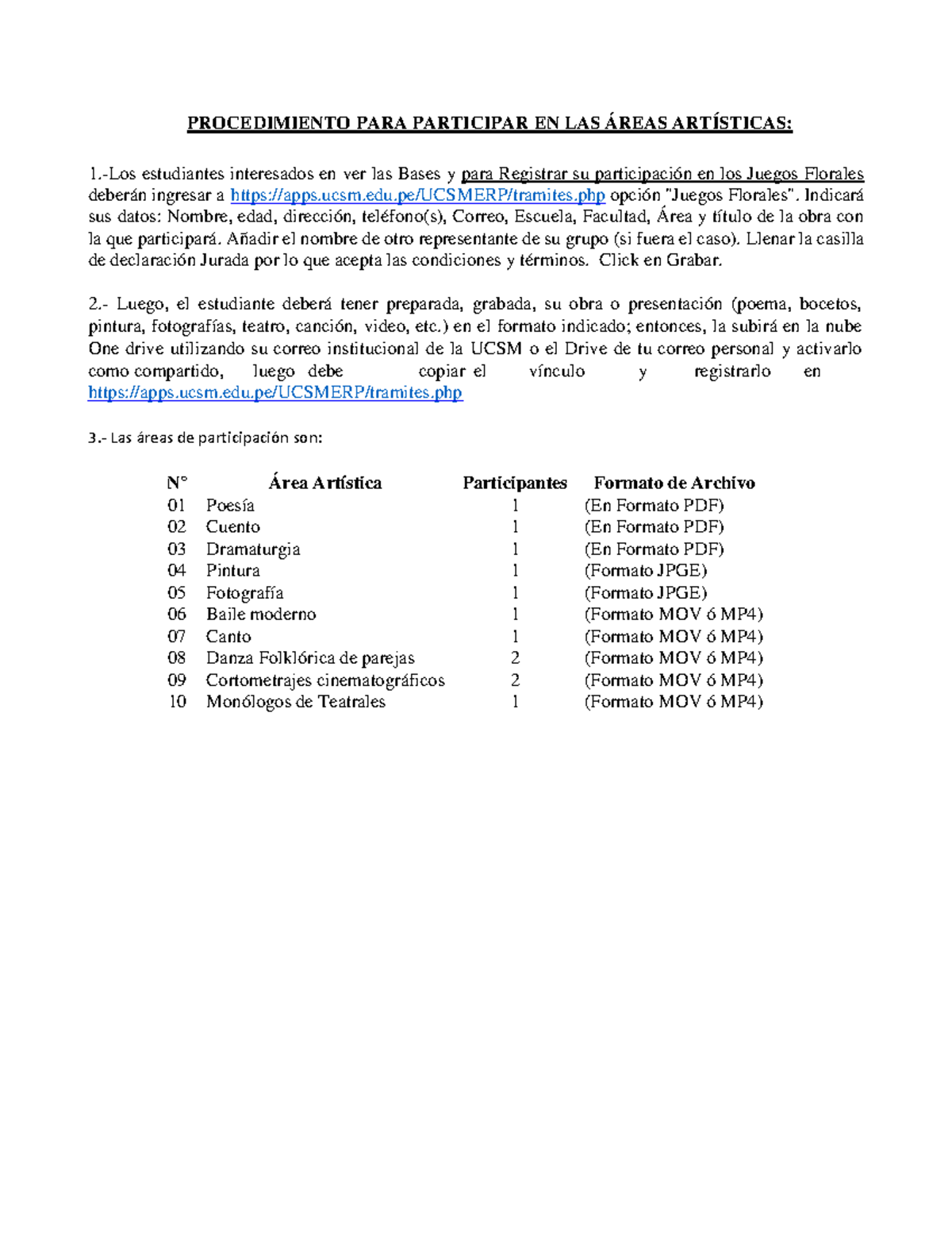 Instrucciones Juegos Florales - PROCEDIMIENTO PARA PARTICIPAR EN LAS ...