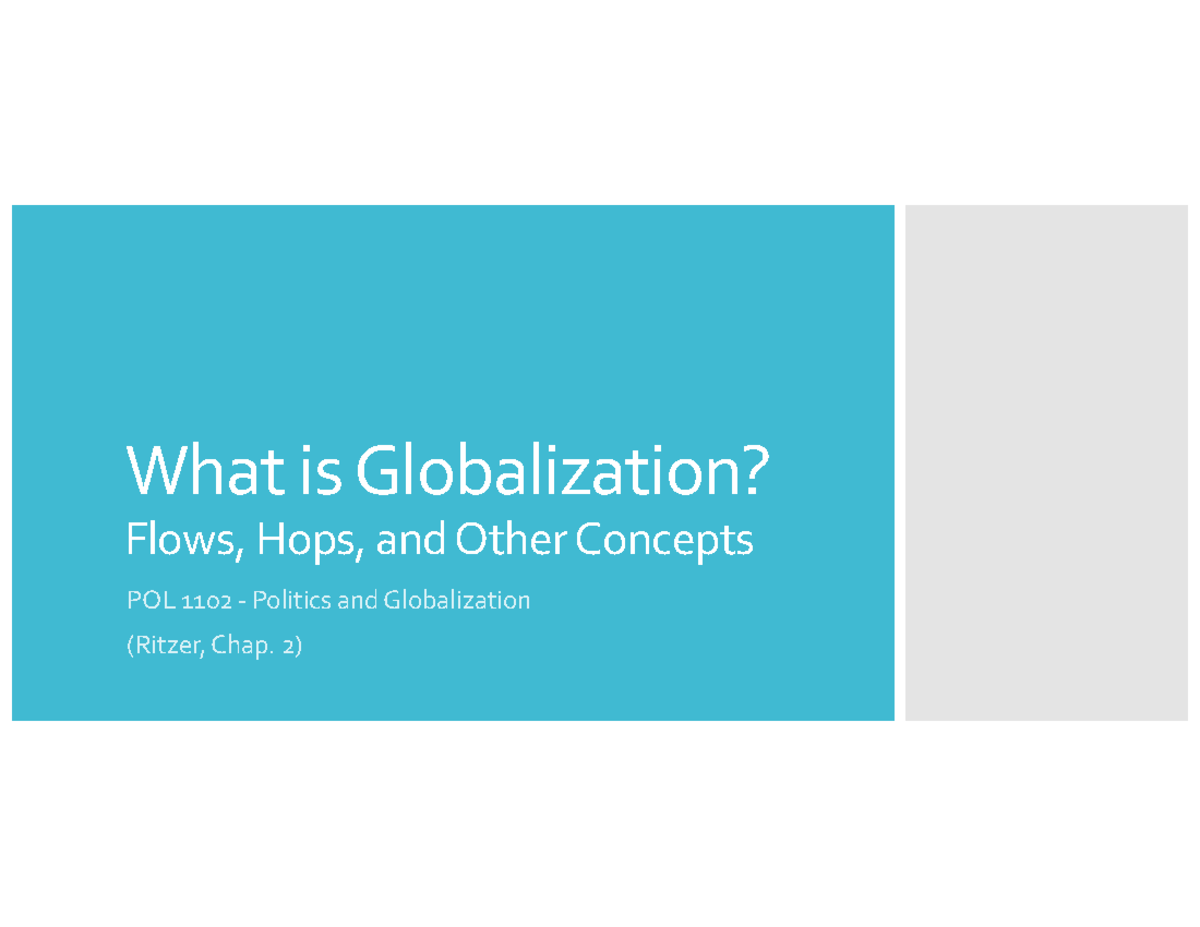 Ritzer Chap 2 What Is Globalization Flows Hops And Other