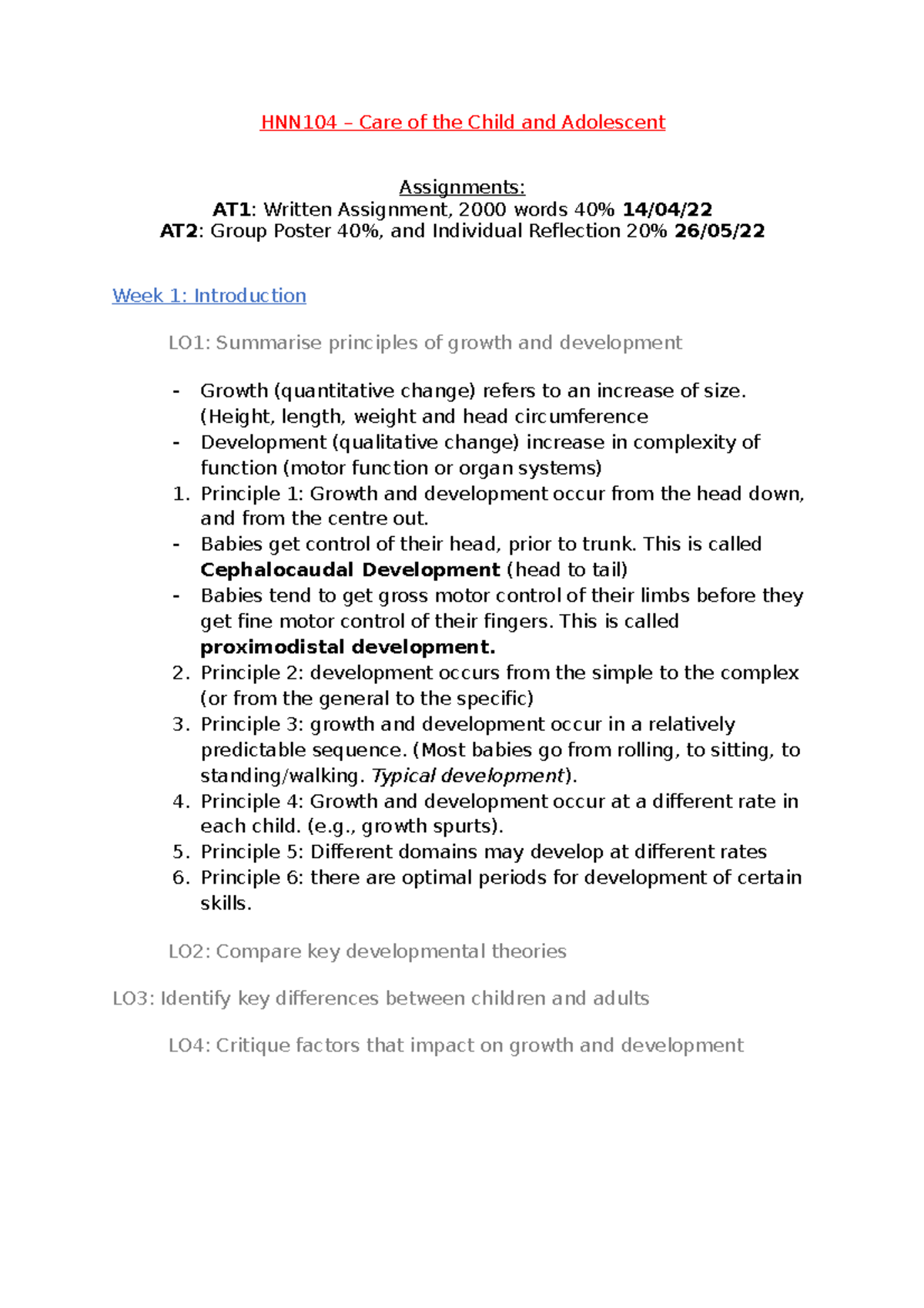 HNN104 - .... - HNN104 – Care of the Child and Adolescent Assignments ...