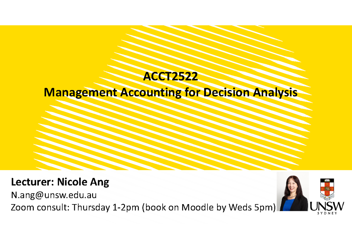 Topic 1 - Lectures Notes Student T1 2024 - ACCT Management Accounting ...