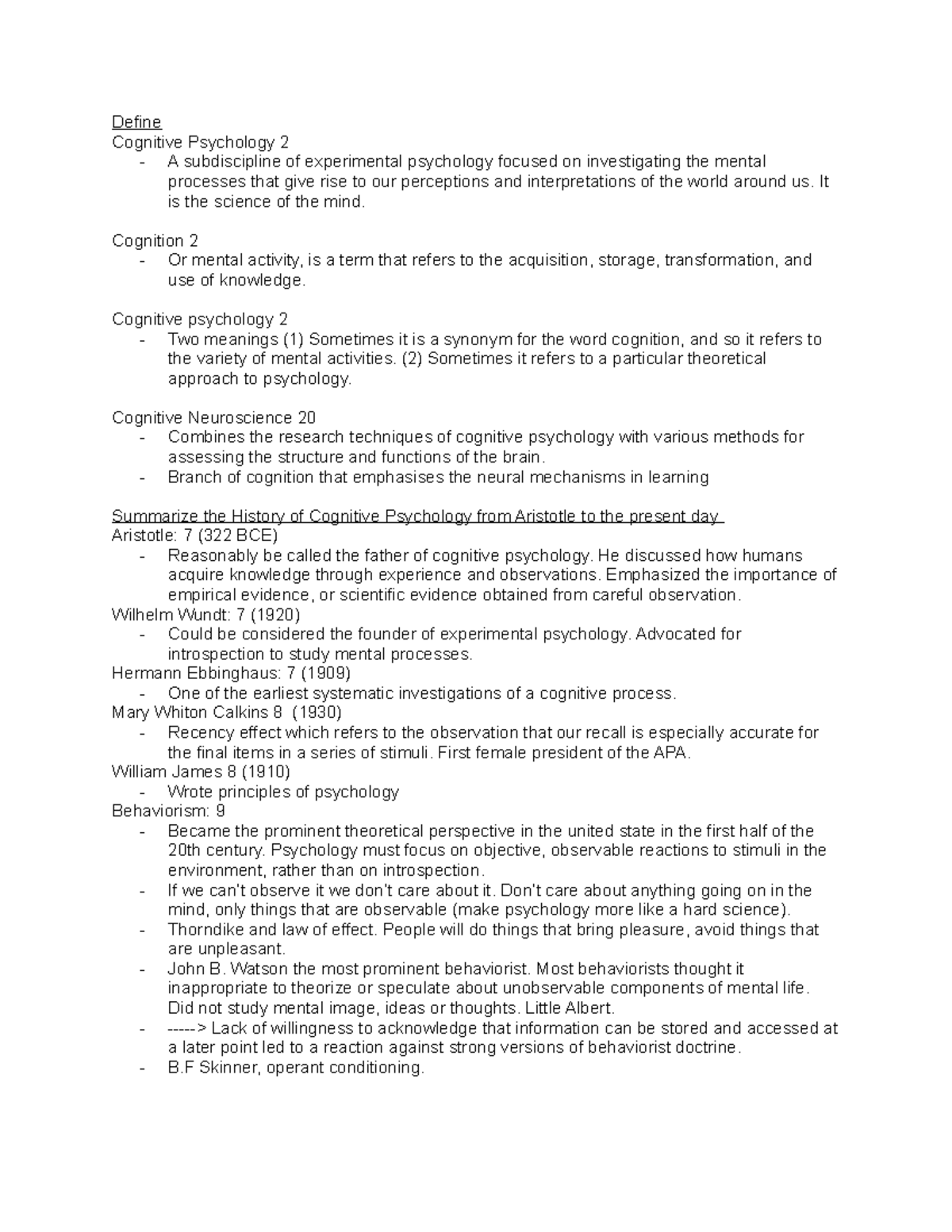 notes-define-cognitive-psychology-2-a-subdiscipline-of-experimental