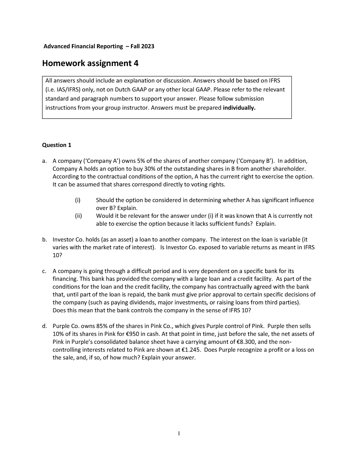 Afr 2023 Homework Assignment 4 1 Advanced Financial Reporting Fall