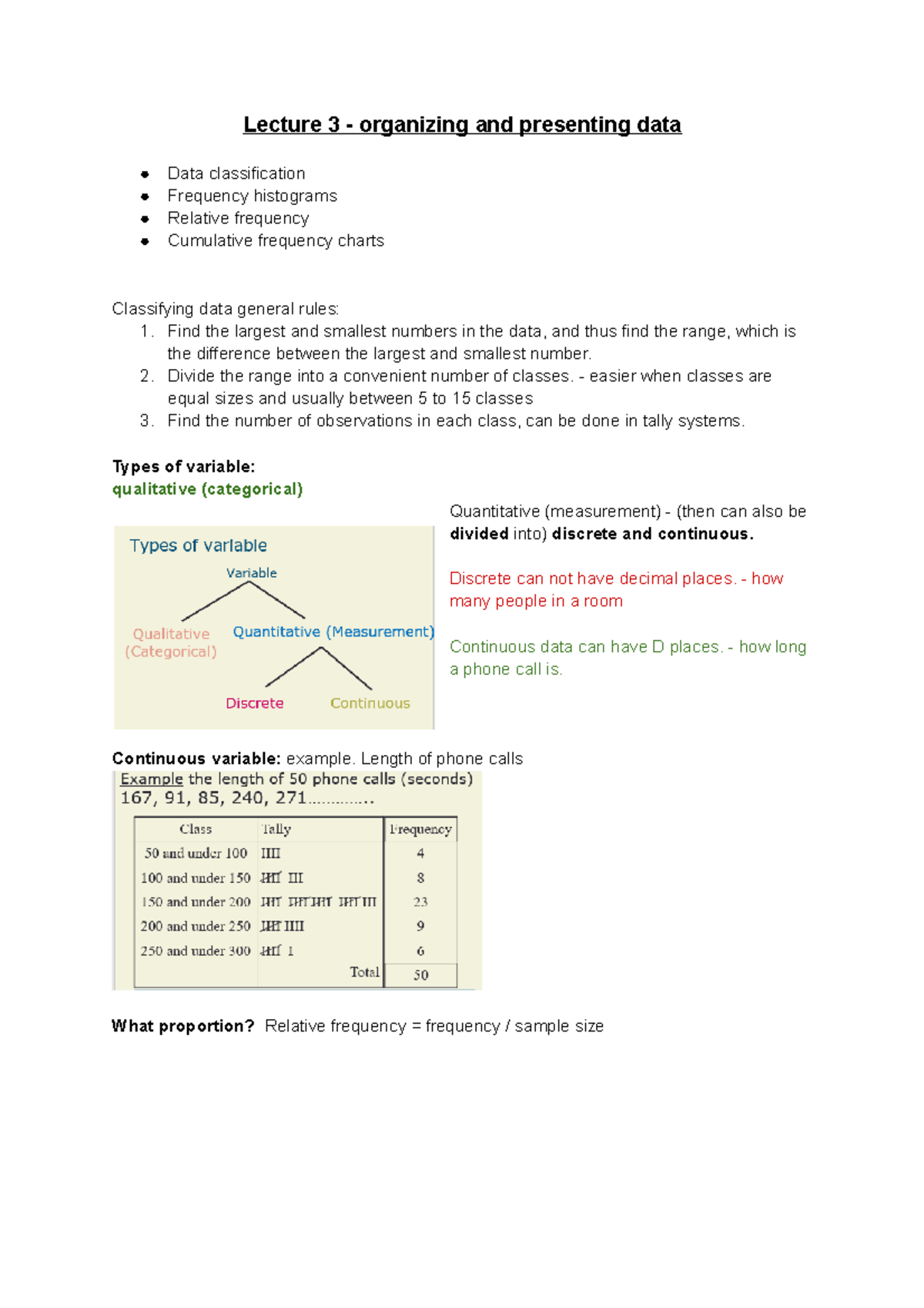 Economics lecture 2 - Lecture 3 - organizing and presenting data Data ...