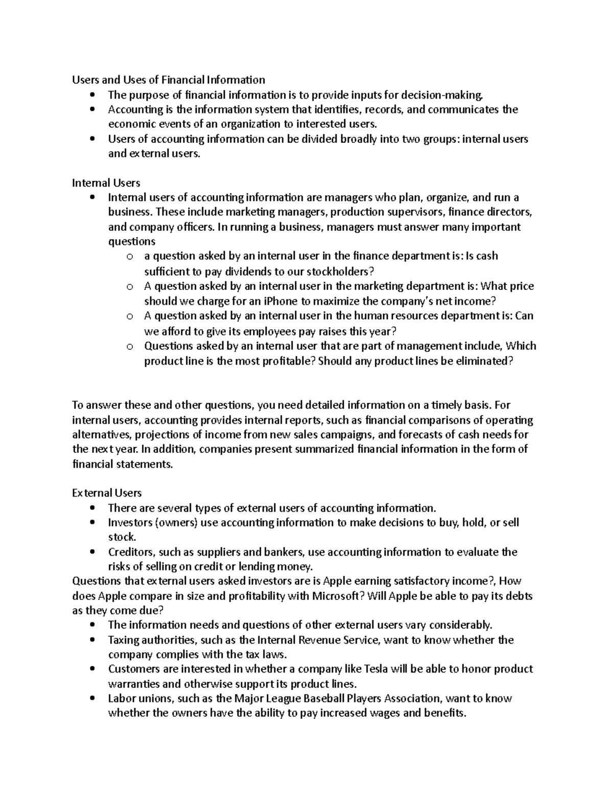 Users and Uses of Financial Information - Accounting is the information ...