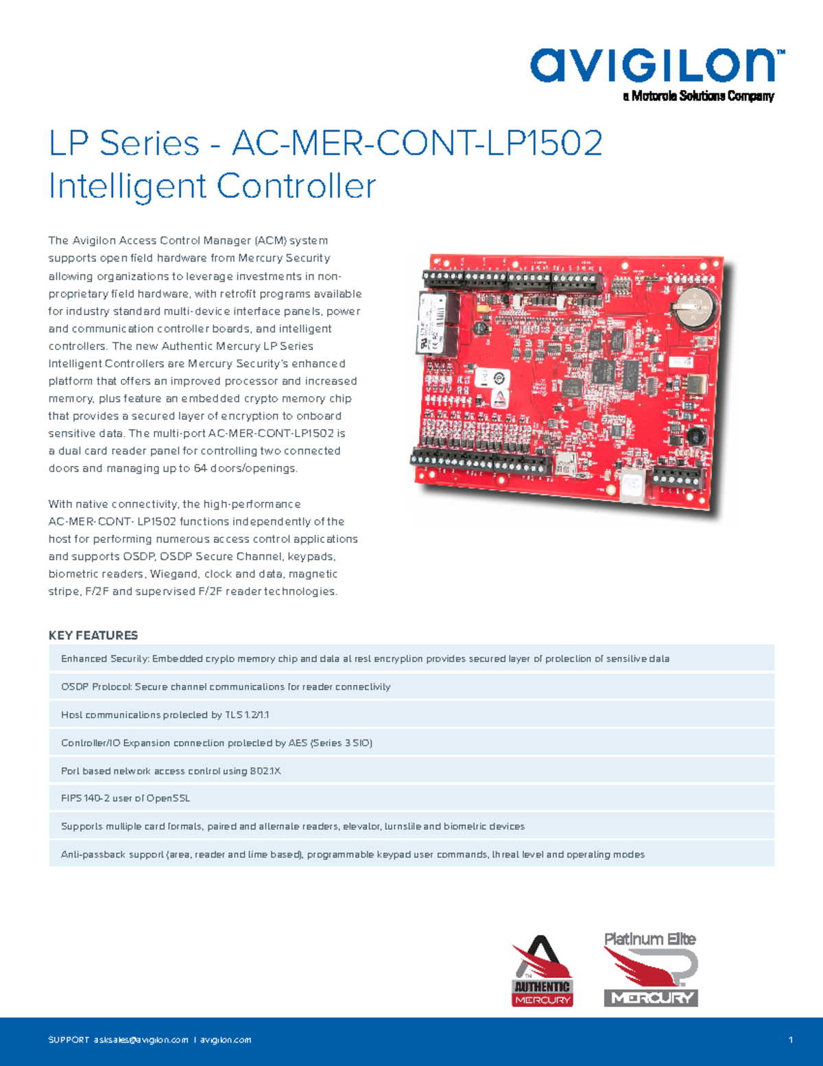 Avigilon AC-MER-CONT-LP1502 En Datasheet - SUPPORT Asksales@avigilon ...