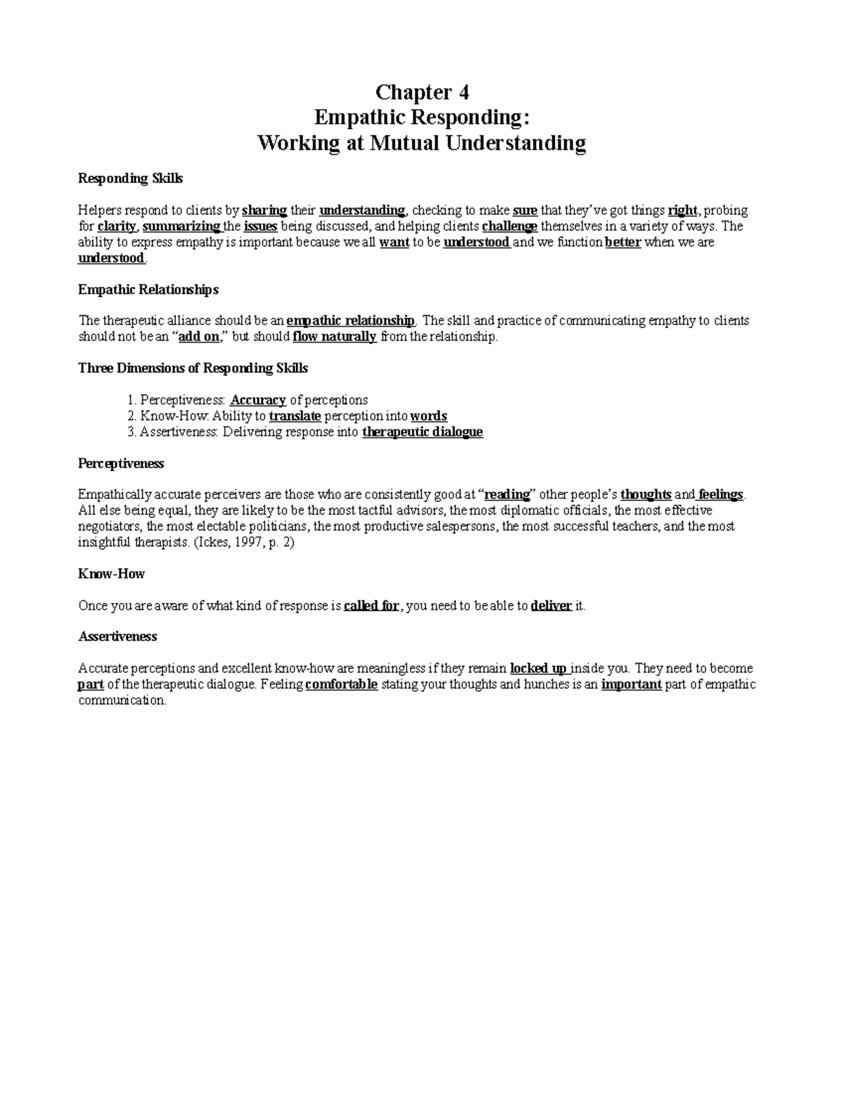 Chapter 4 Students Copy Chapter 4 Empathic Responding Working At