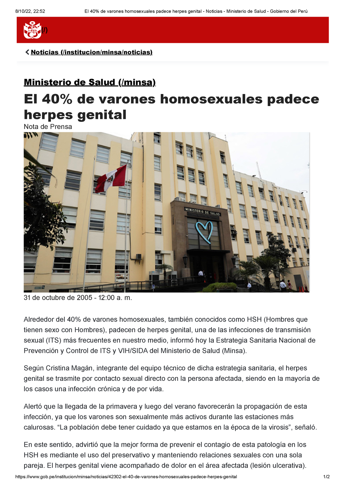 A Nacional El 40 De Varones Homosexuales Padece Herpes Genital