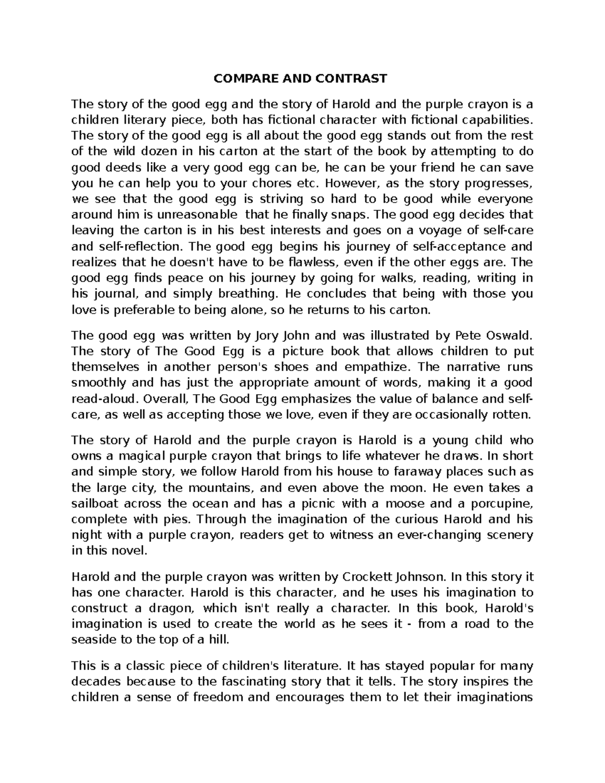 Compare AND Contrast - for english students - COMPARE AND CONTRAST The ...