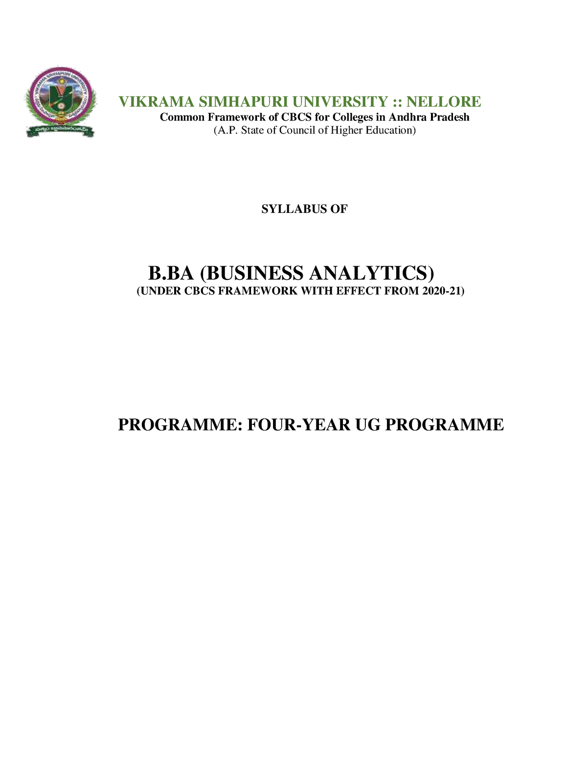 BBA Business Analytics Syllabus 20-21 - VIKRAMA SIMHAPURI UNIVERSITY ...