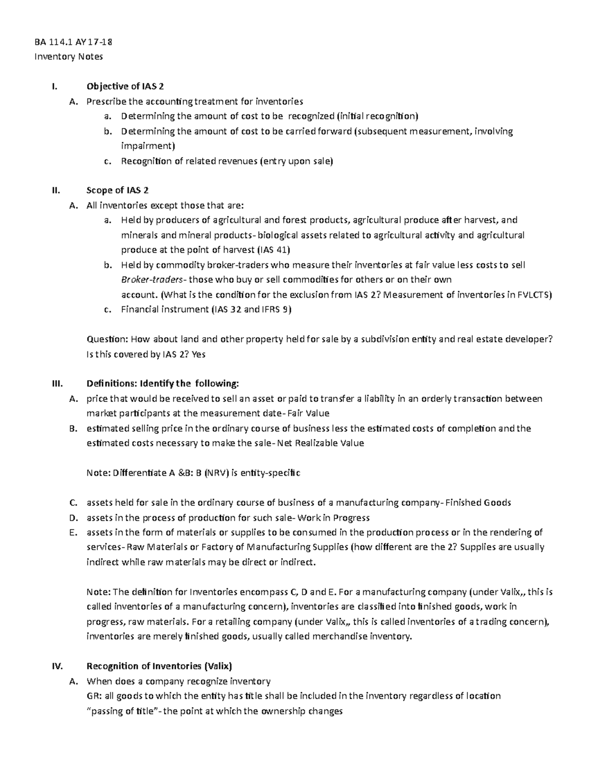 Copy of 1. 9.21.17 Inventories Handout 2 Teacher s Copy - BA 114 AY 17 ...