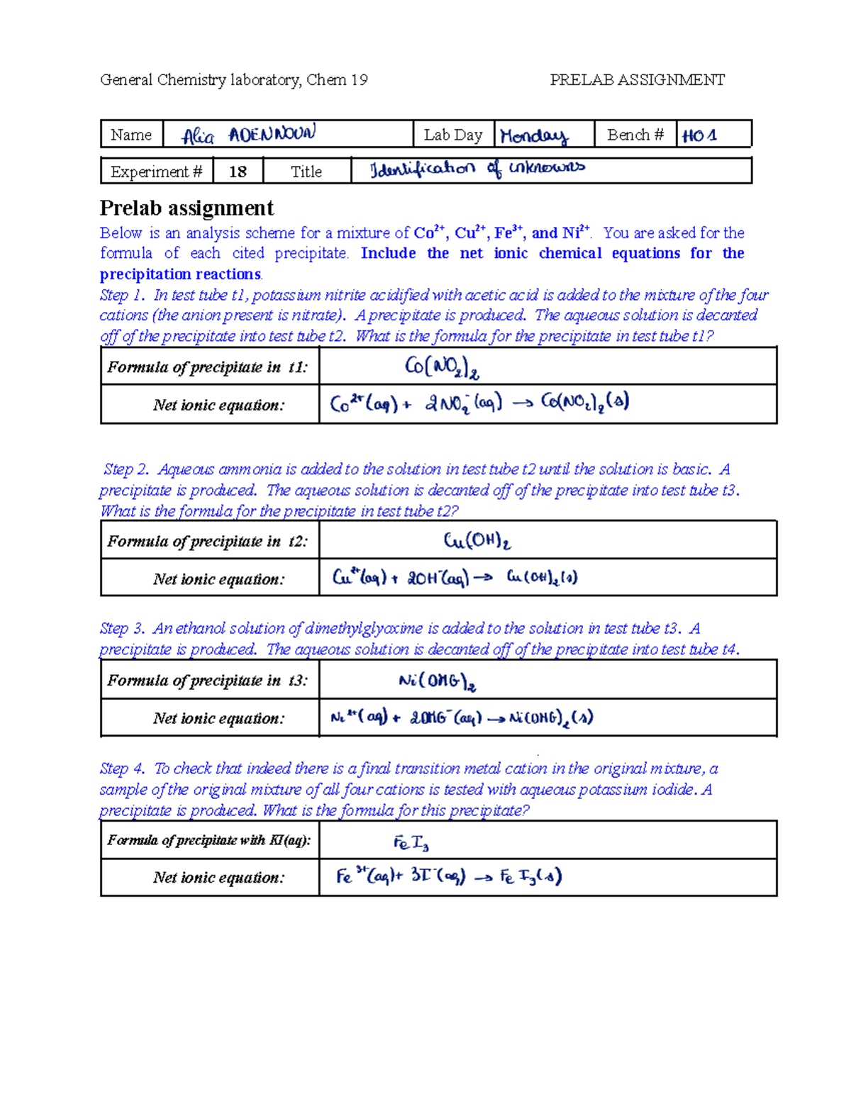 pre laboratory assignment chemistry answers