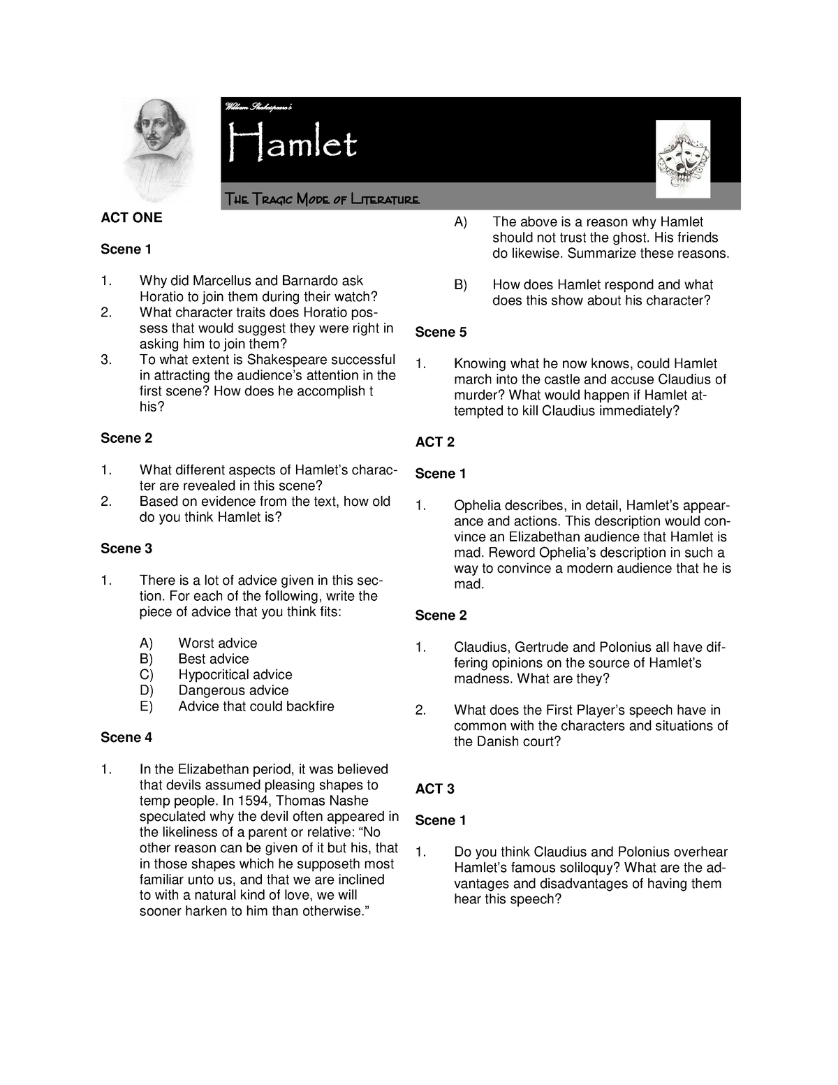 hamlet essay type questions